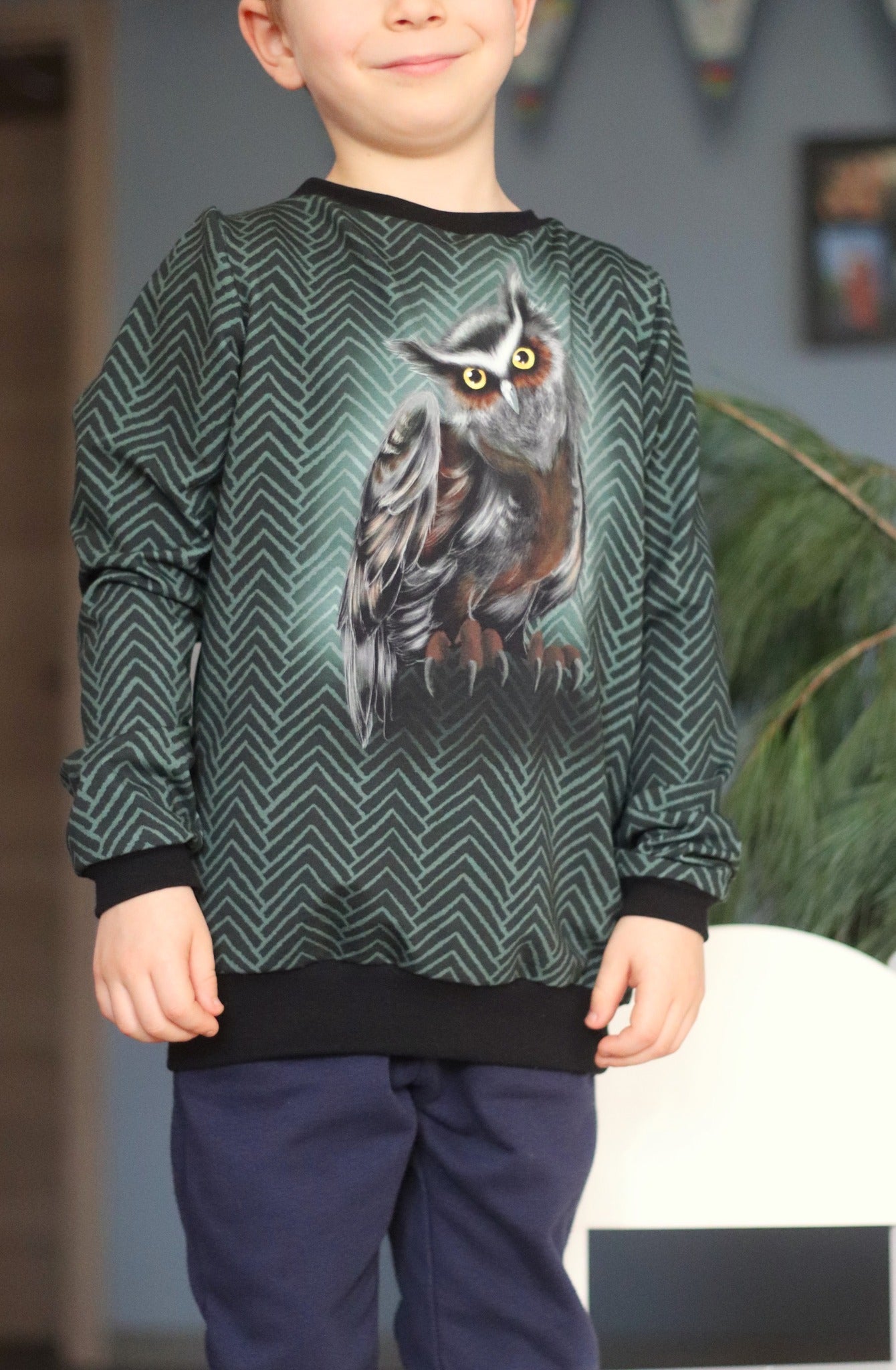 Bio-Sommersweat Owl at Night greygreen