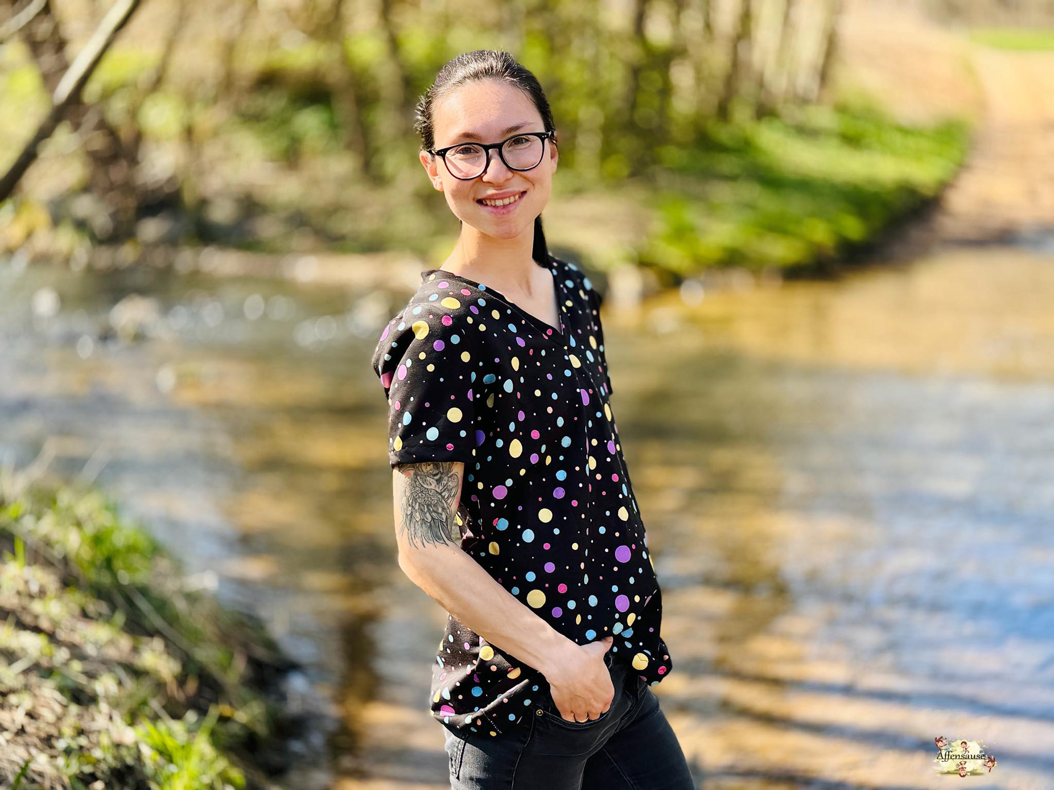 0,5m Bio-Sommersweat Unicorn Dreams Kombi Punkte dunkel