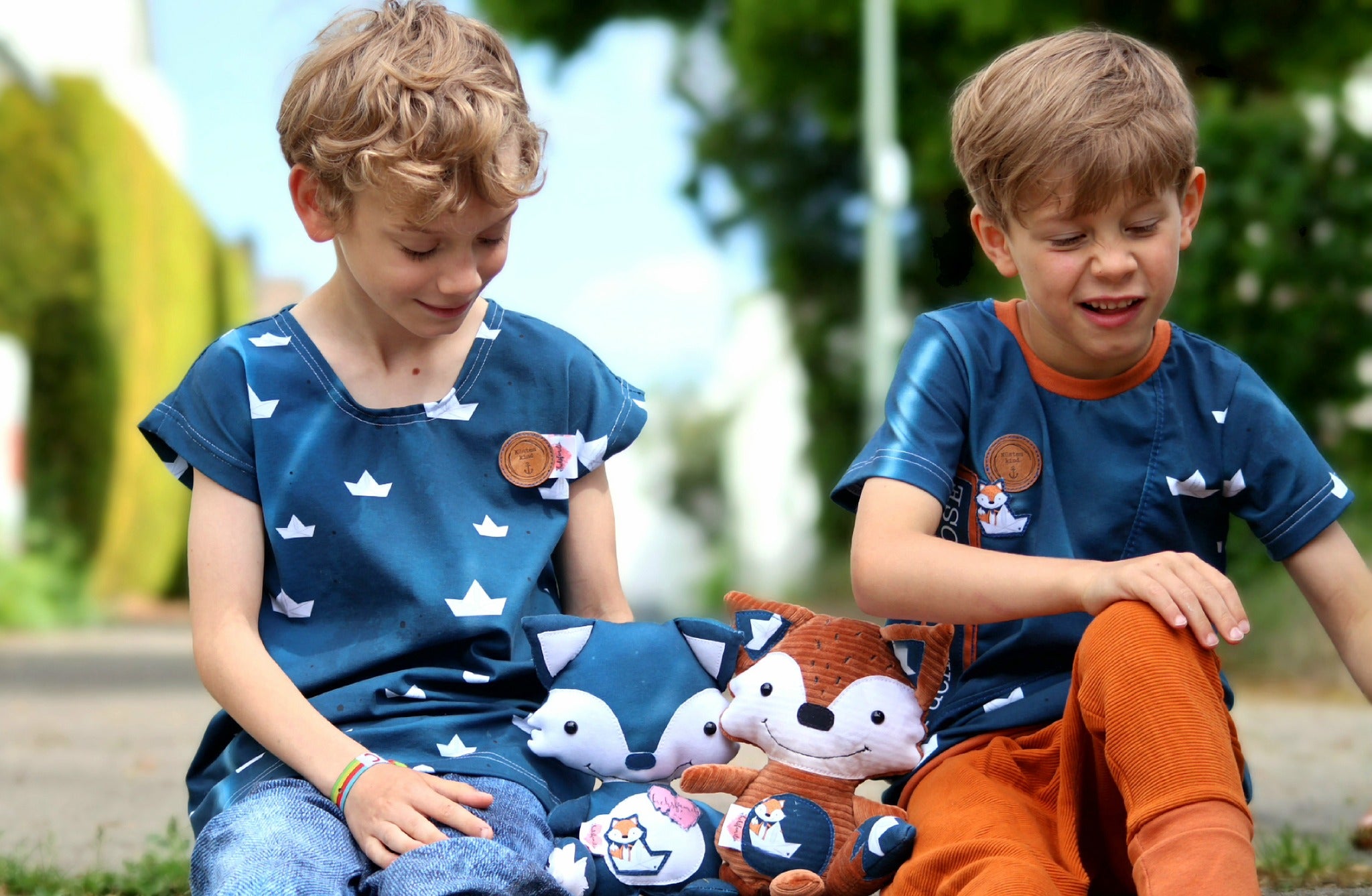 0,5m Bio-Jersey Fuchsmatrose dunkelblau Schiffchen