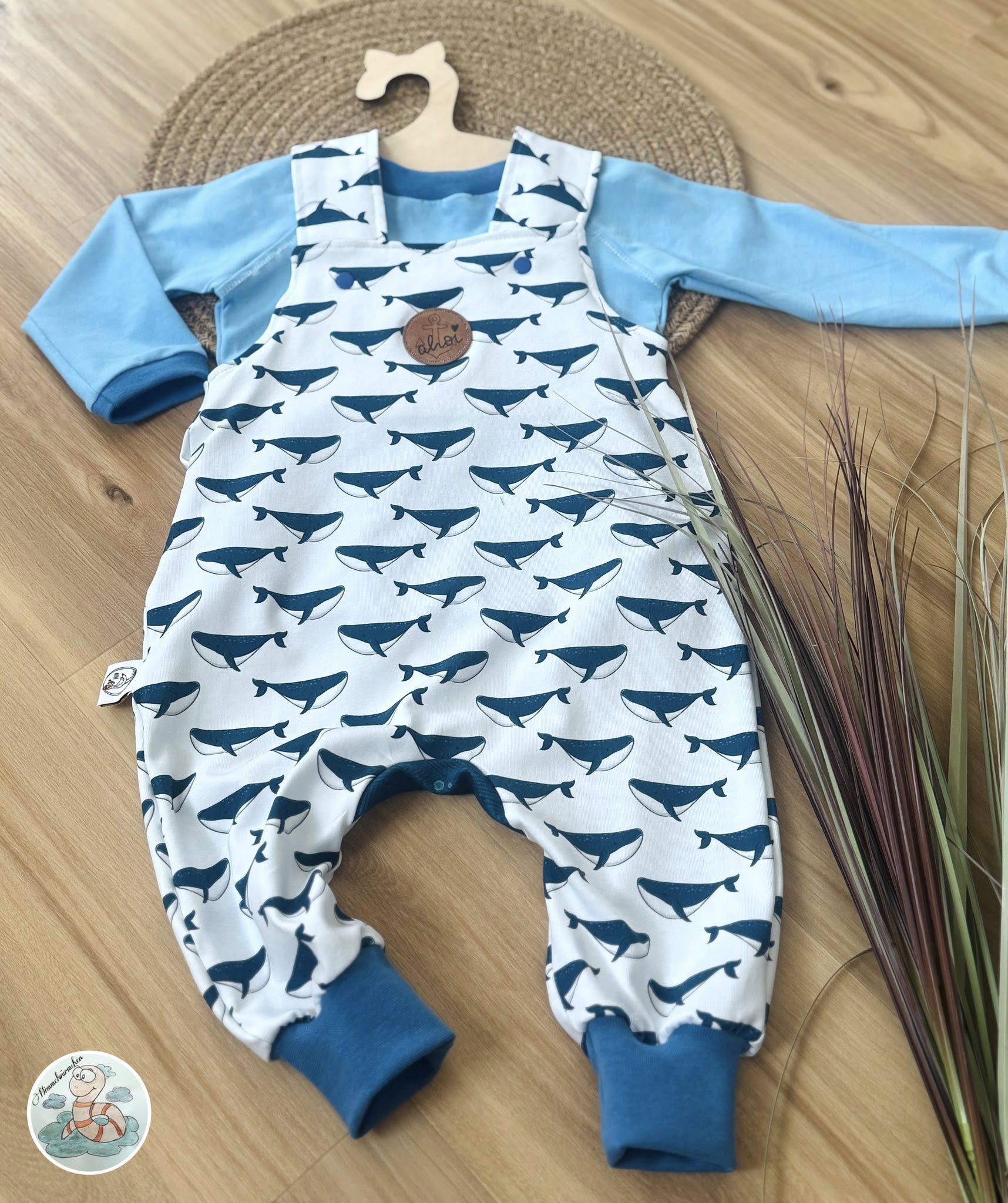 0,5m Bio-Jersey Wal blau-weiß