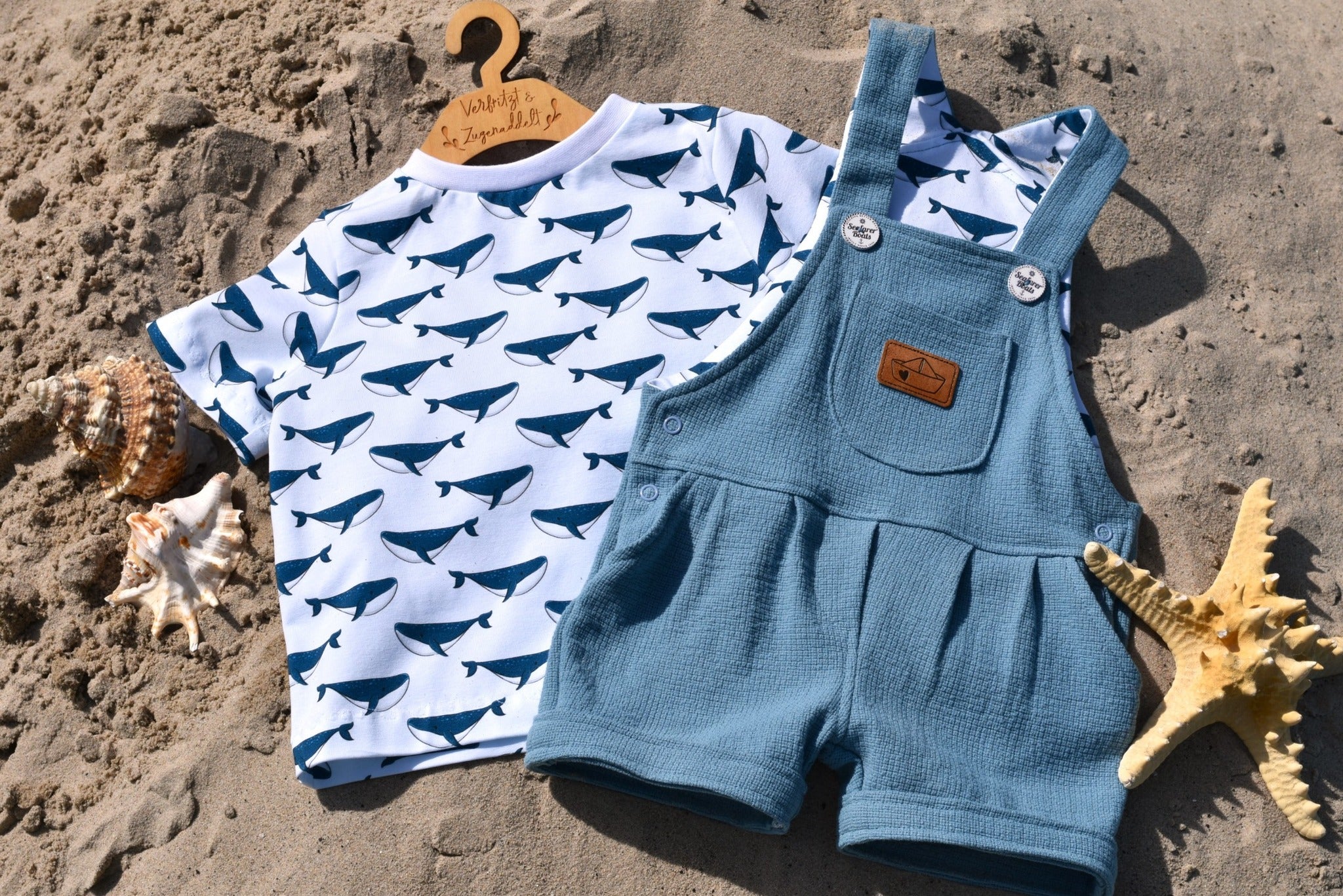 0,5m Bio-Jersey Wal blau-weiß