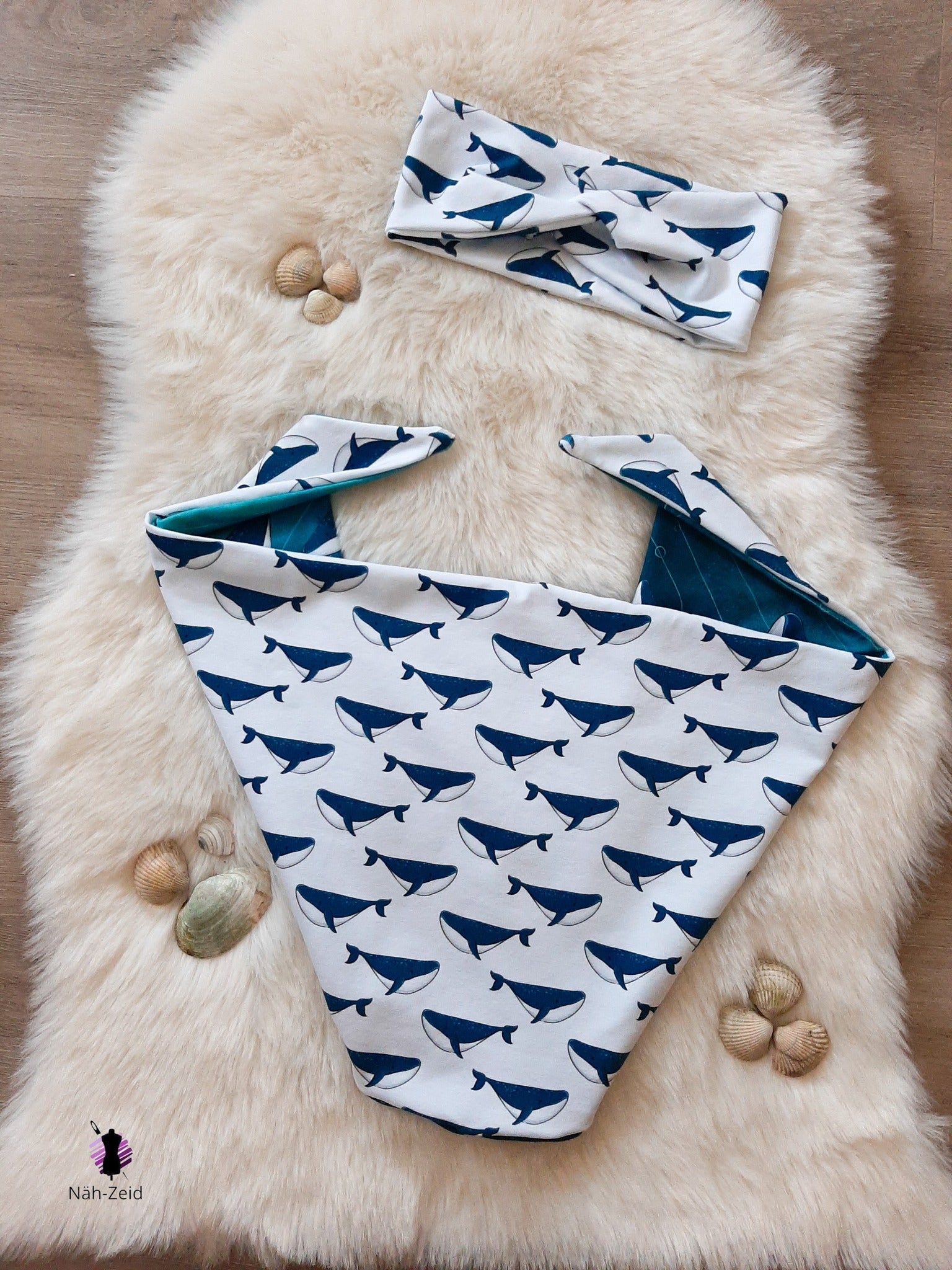 0,5m Bio-Jersey Wal blau-weiß