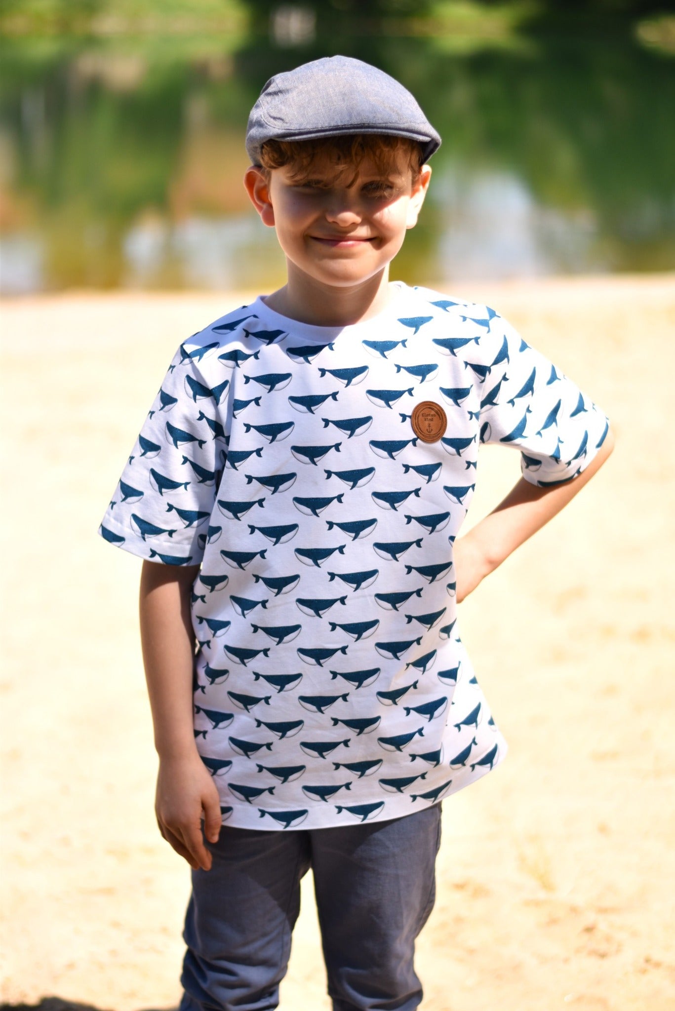 0,5m Bio-Jersey Wal blau-weiß