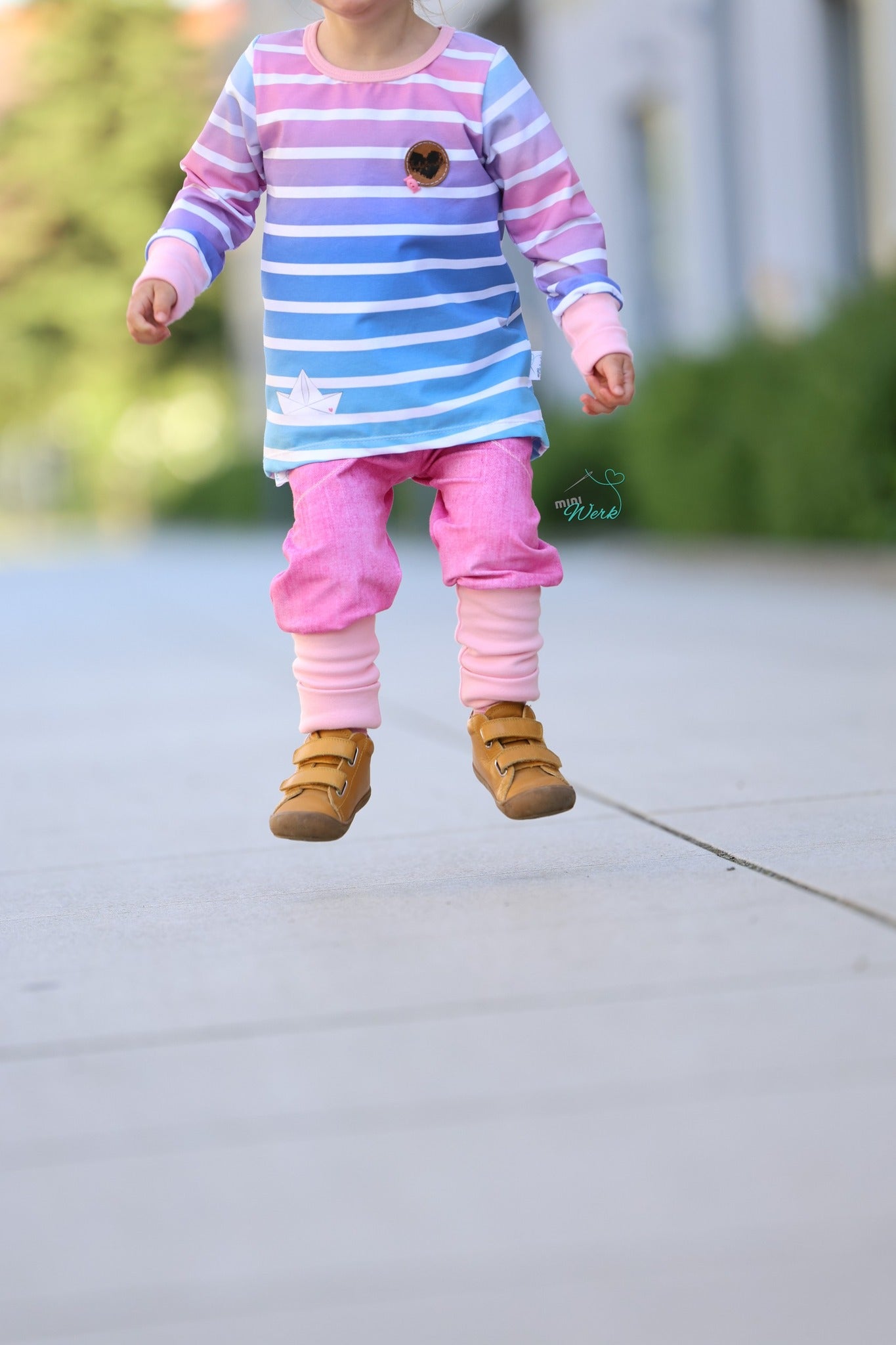 Bio-Jersey Fuchsmatrose blau-pink Streifen – Rapport ca. 58cm (+/- 5cm)