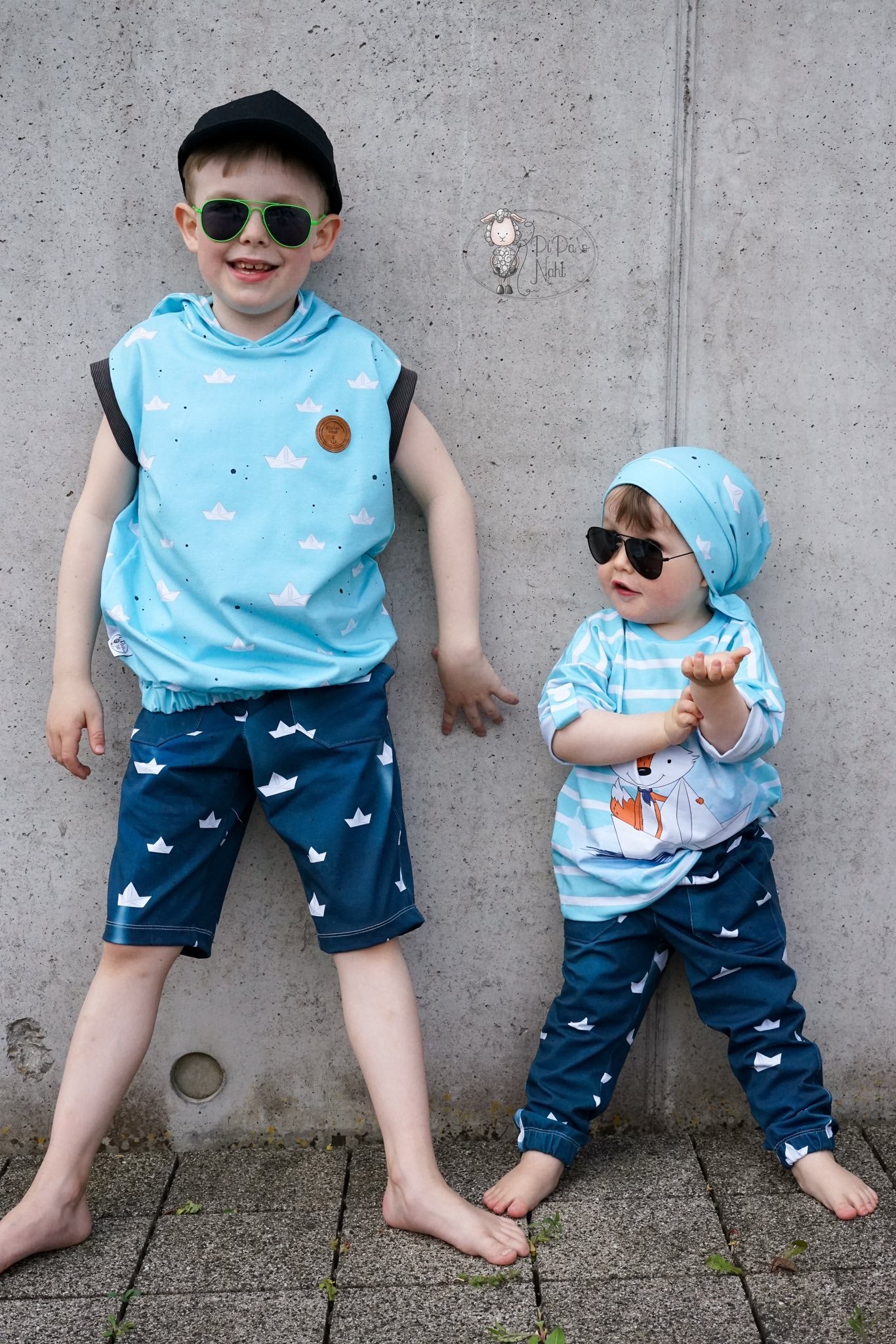 0,5m Bio-Jersey Fuchsmatrose dunkelblau Schiffchen