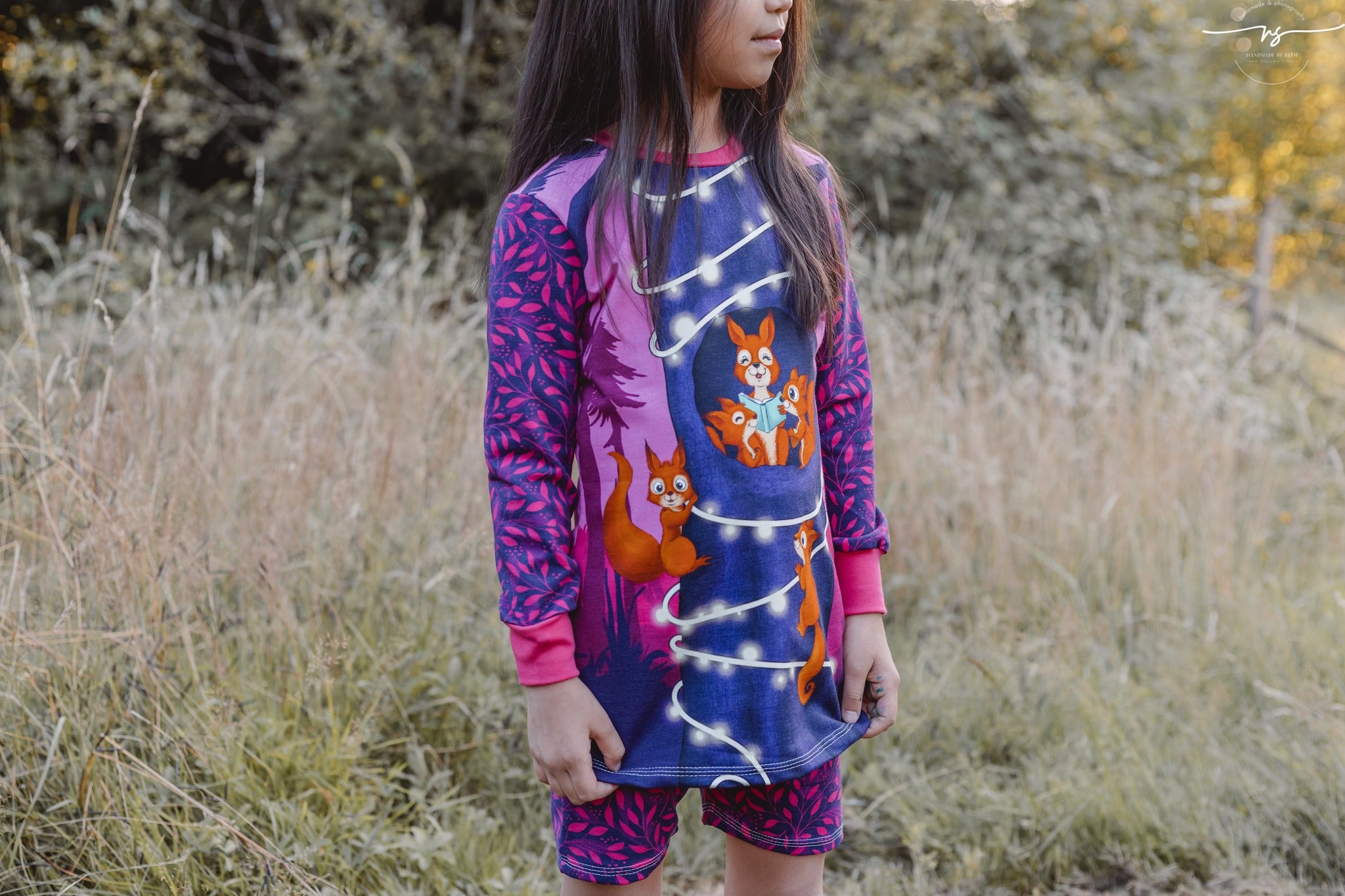 Bio-Sommersweat Eichhörnchenliebe purplelilac