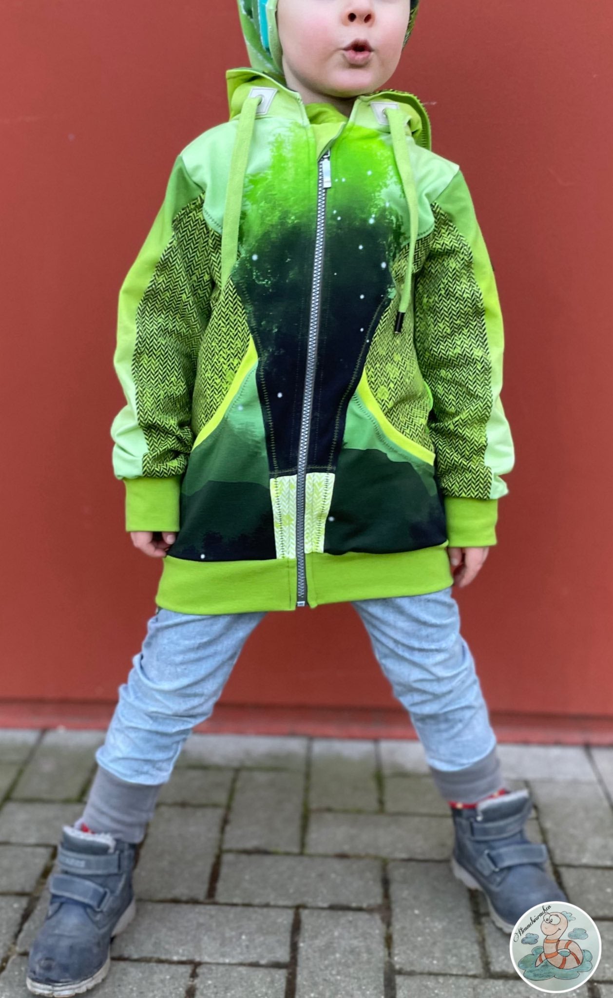 0,5m Bio-Sommersweat Fischgrät Dirty Herringbone gradient light green