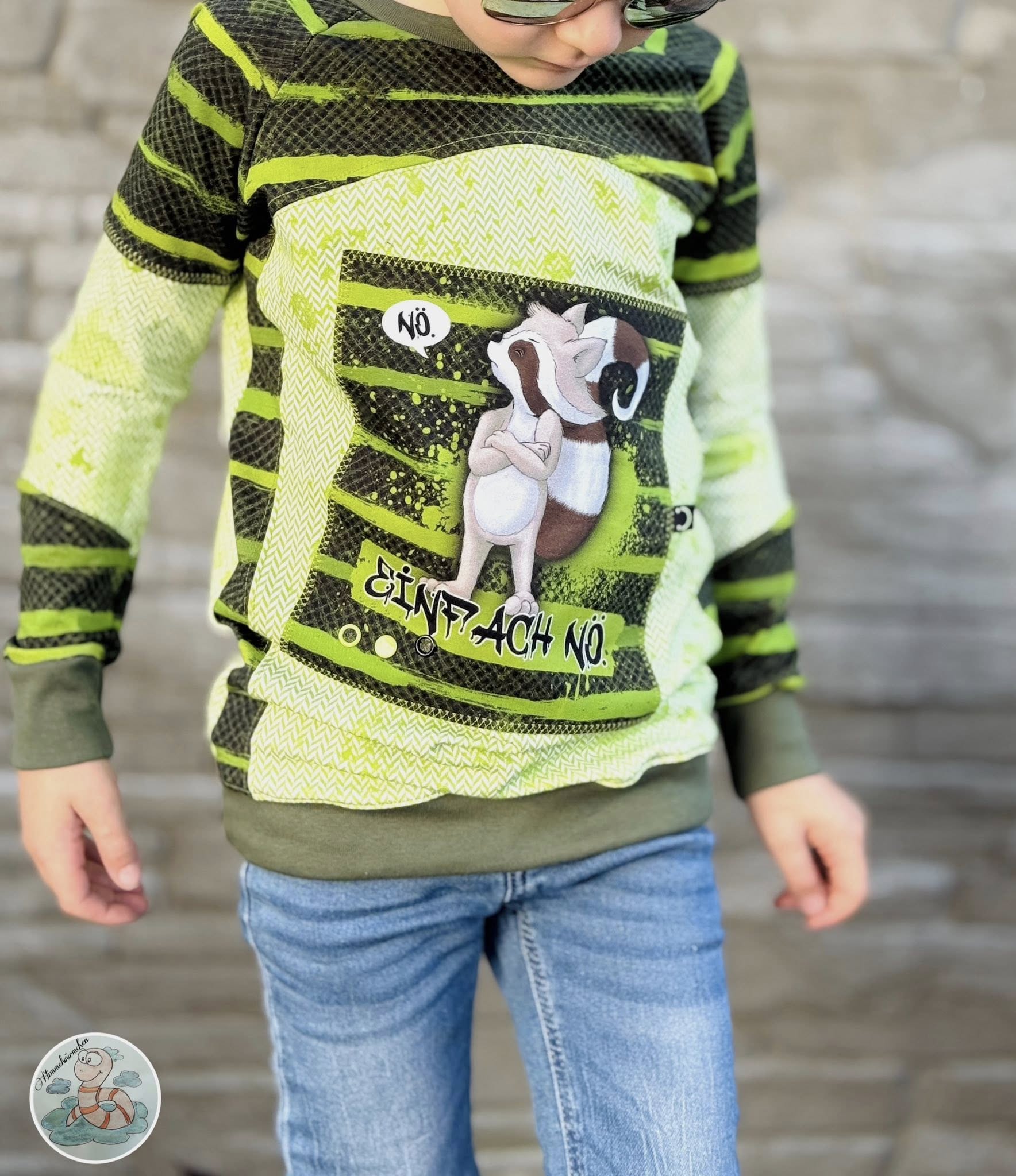 0,5m Bio-Sommersweat Fischgrät Dirty Herringbone gradient light green