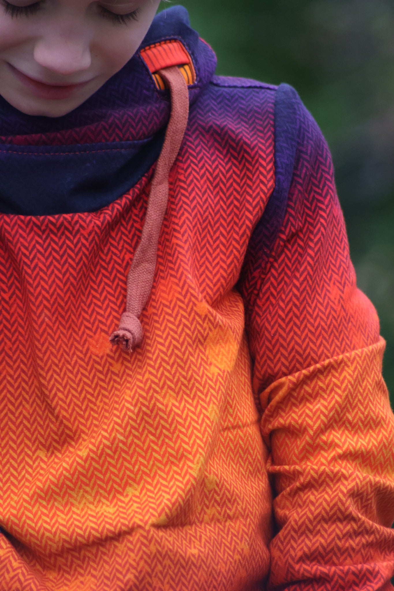 0,5m Bio-Sommersweat Fischgrät Dirty Herringbone gradient sunset 03