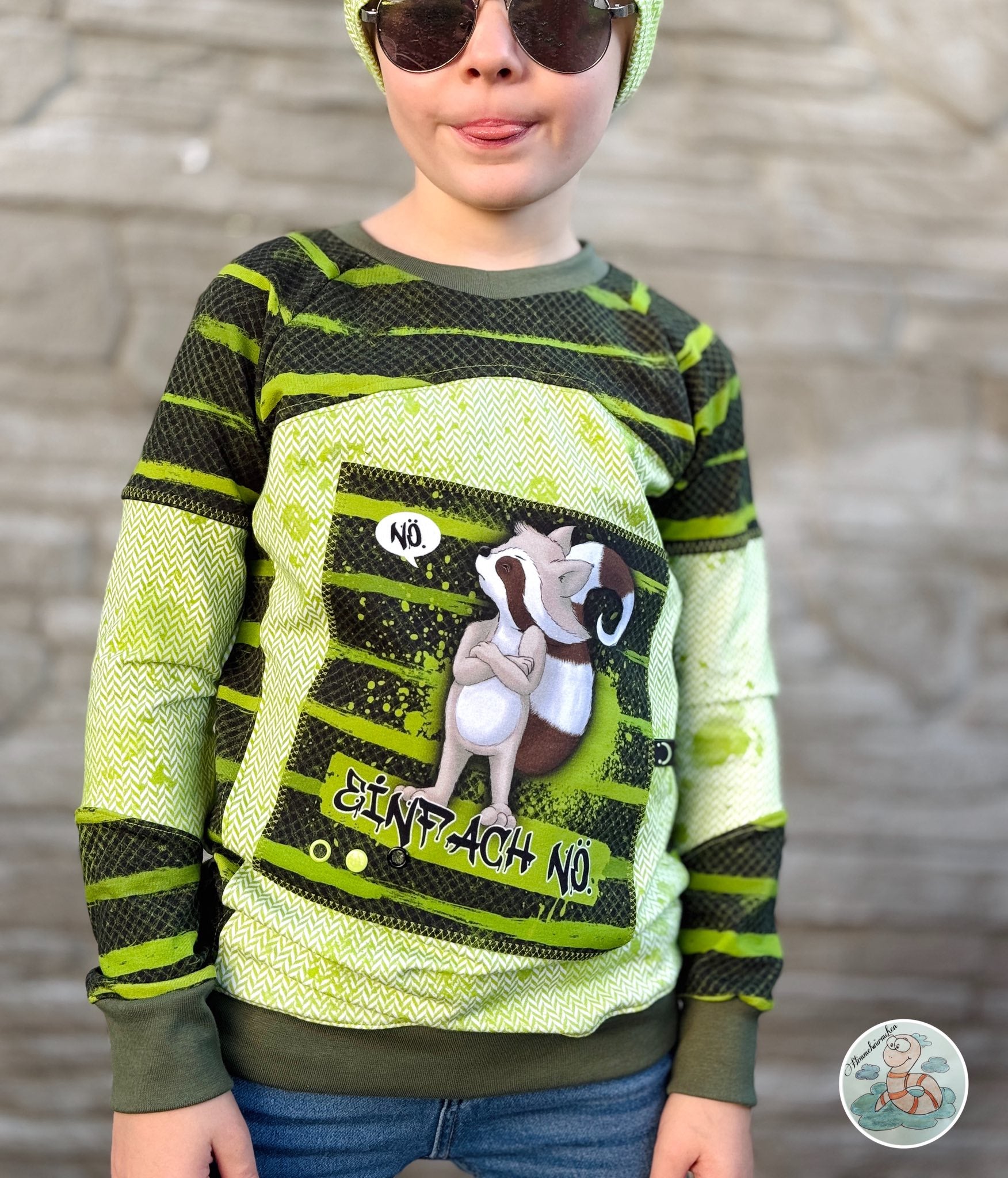 0,5m Bio-Sommersweat Fischgrät Dirty Herringbone gradient light green