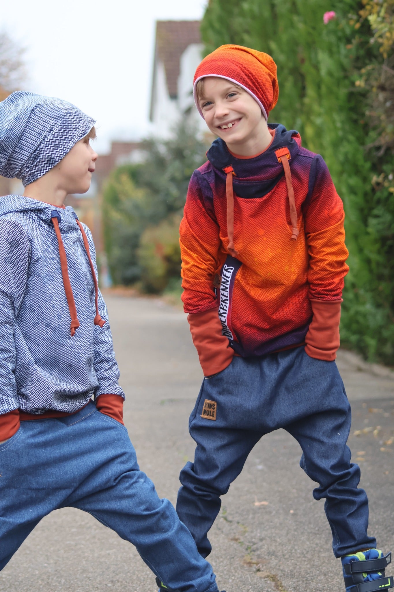 0,5m Bio-Sommersweat Fischgrät Dirty Herringbone gradient sunset 03