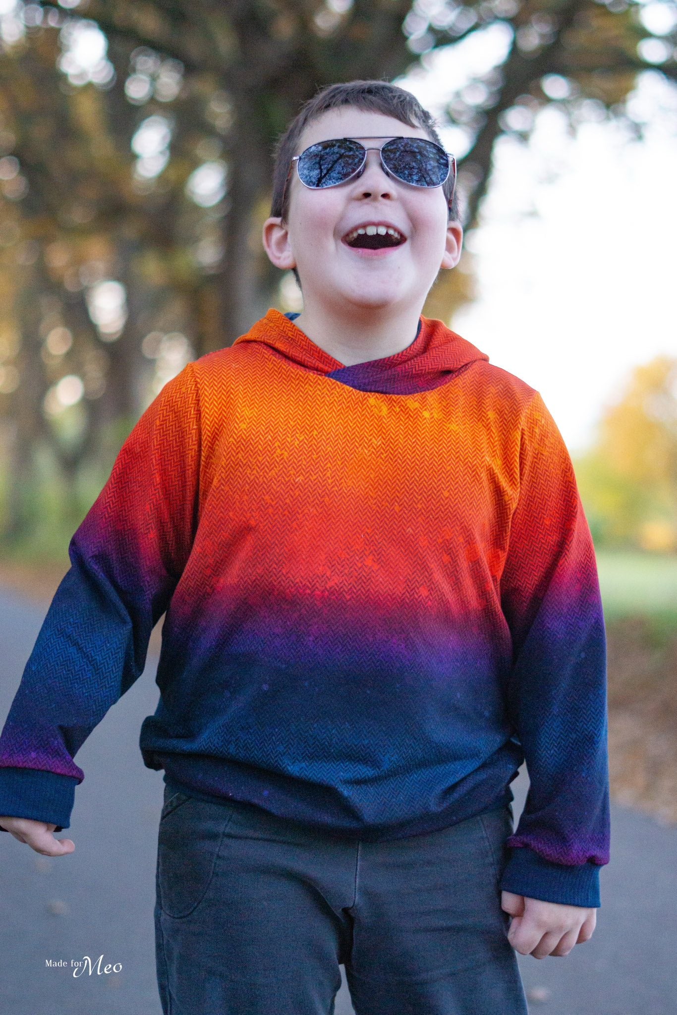 0,5m Bio-Sommersweat Fischgrät Dirty Herringbone gradient sunset 03