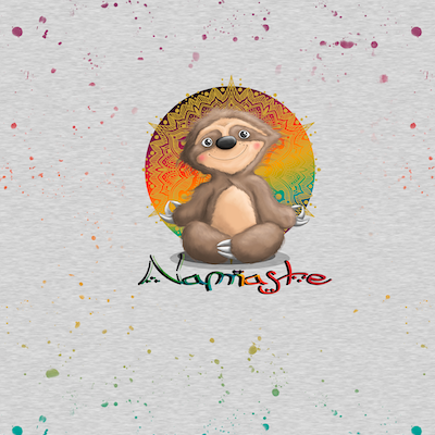 Bio-Sommersweat Faultier Namaste hellgrau meliert