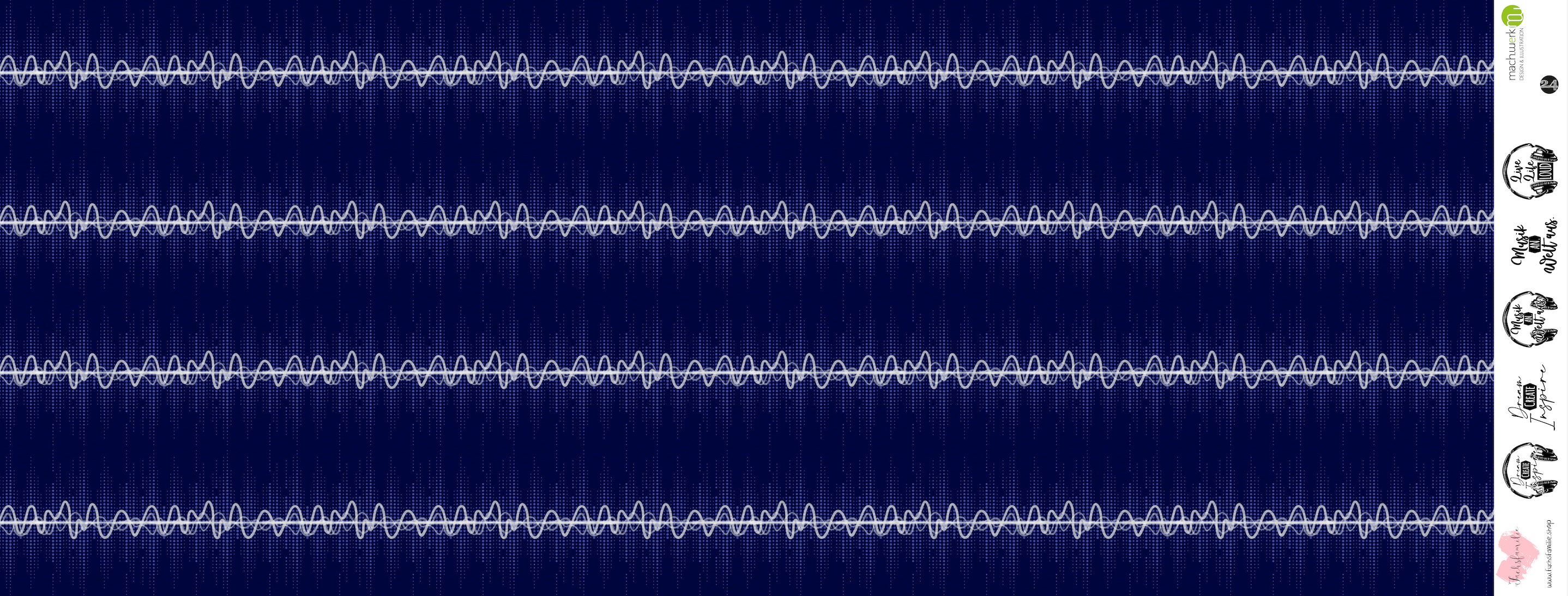 0,5m Bio-Sommersweat Music Soundwave-Kombi denim