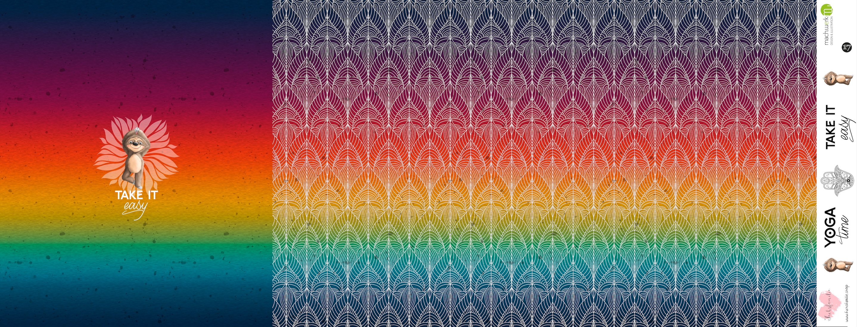 Bio-Jersey Hugo das Faultier "Take it easy" rainbow