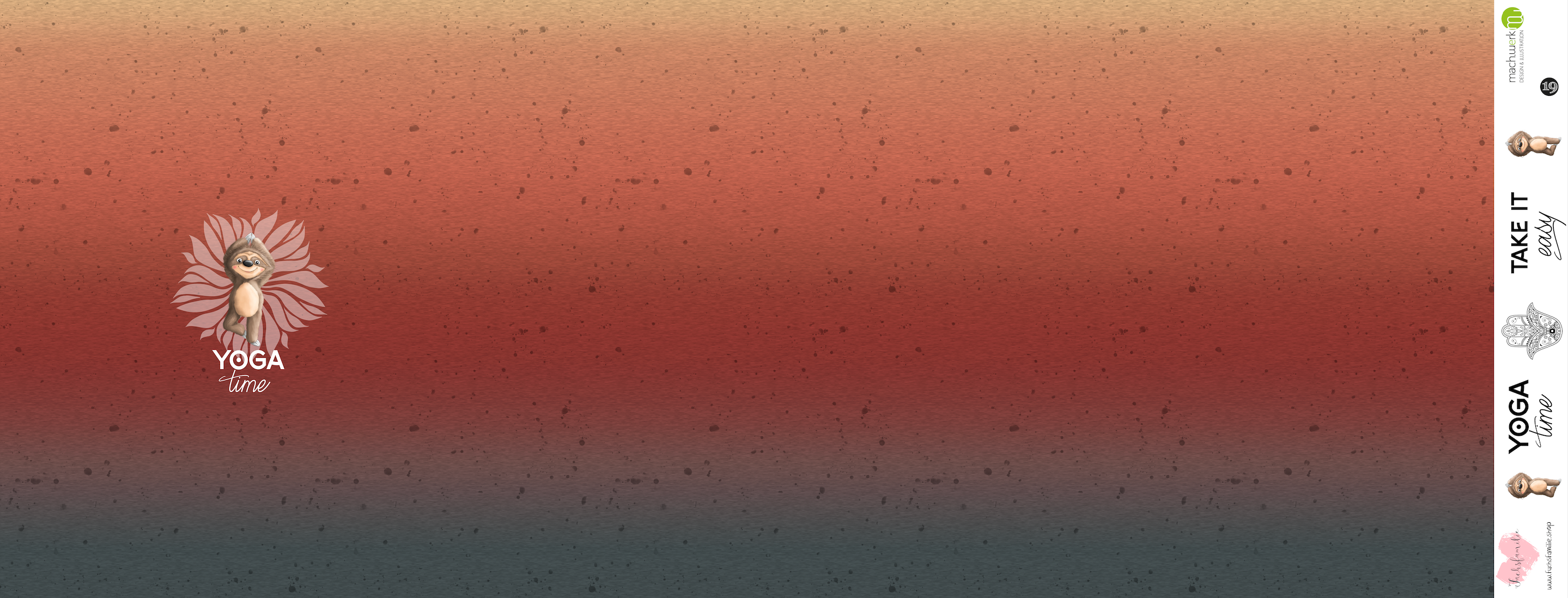 Bio-Sommersweat Hugo das Faultier "Yoga Time" rost-blau