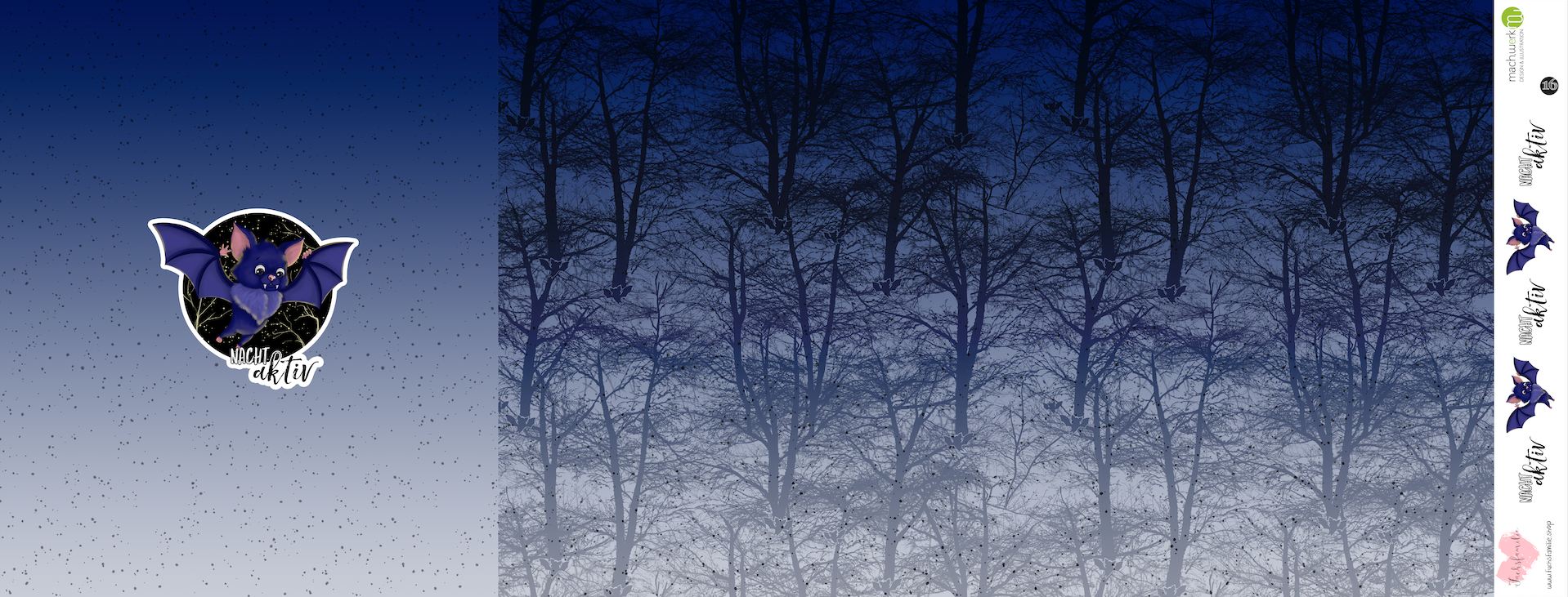 Bio-Jersey Fledermaus nachtaktiv Verlauf blau