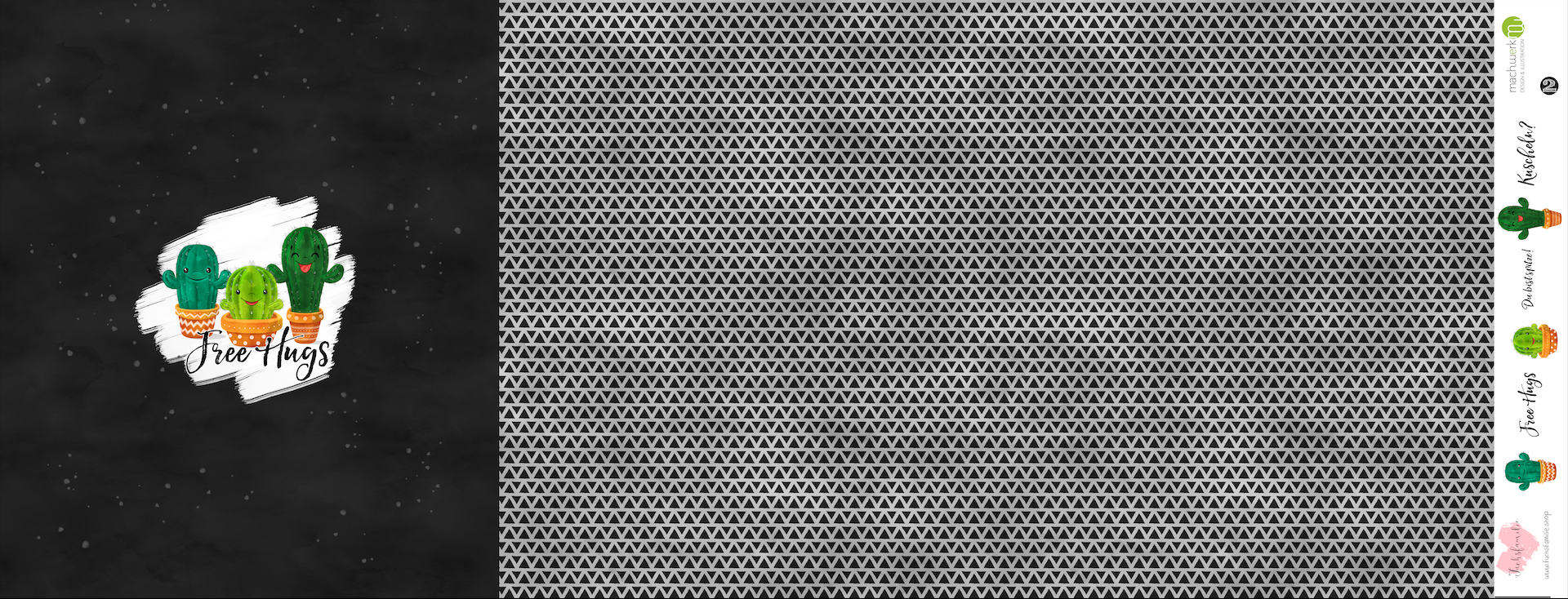 Bio-Jersey Kakteen "Free Hugs" anthrazit