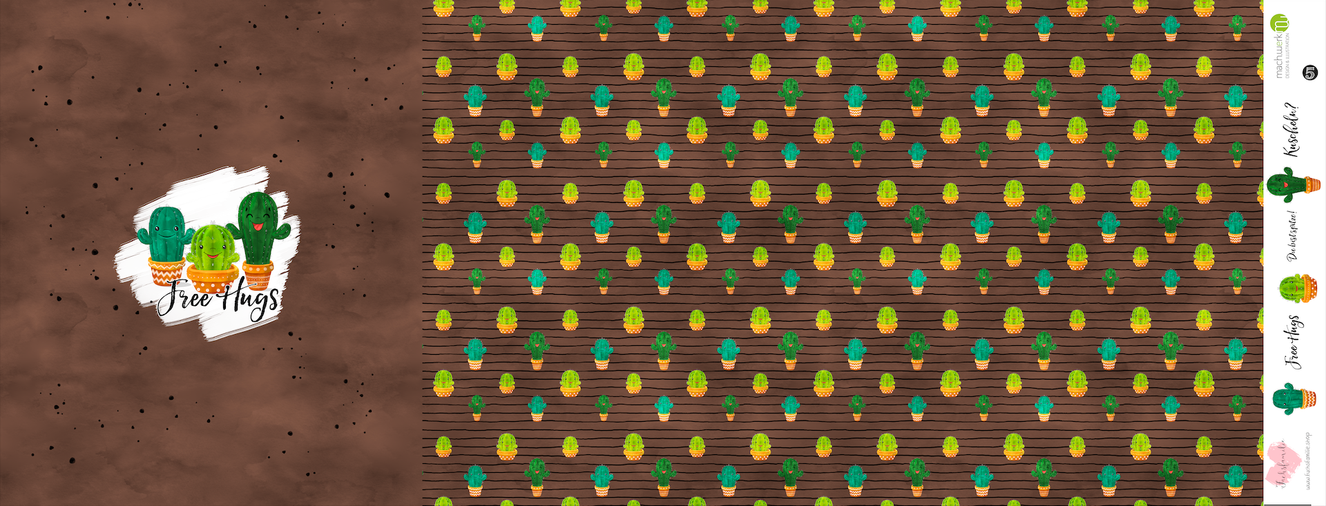 Bio-Jersey Kakteen "Free Hugs" mocca