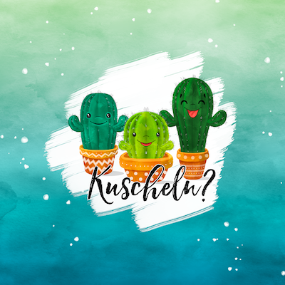 Bio-Jersey Kakteen "Kuscheln?" gelbblau