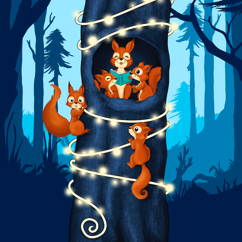 Bio-Sommersweat Eichhörnchenliebe royalblue