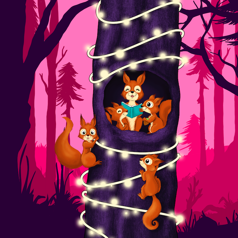 Bio-Sommersweat Eichhörnchenliebe purplelilac