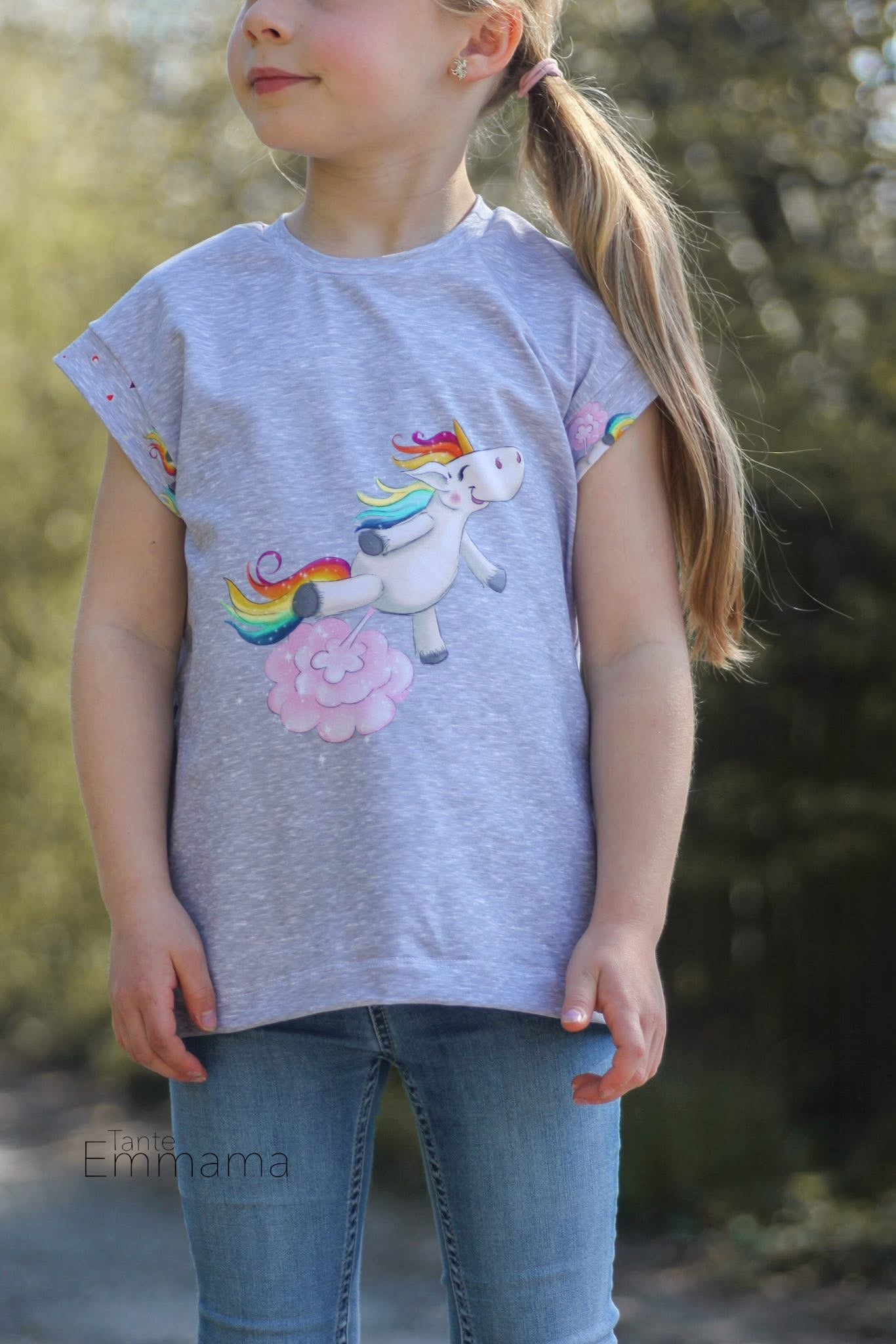 Bio-Jersey Glitzereinhorn graumeliert