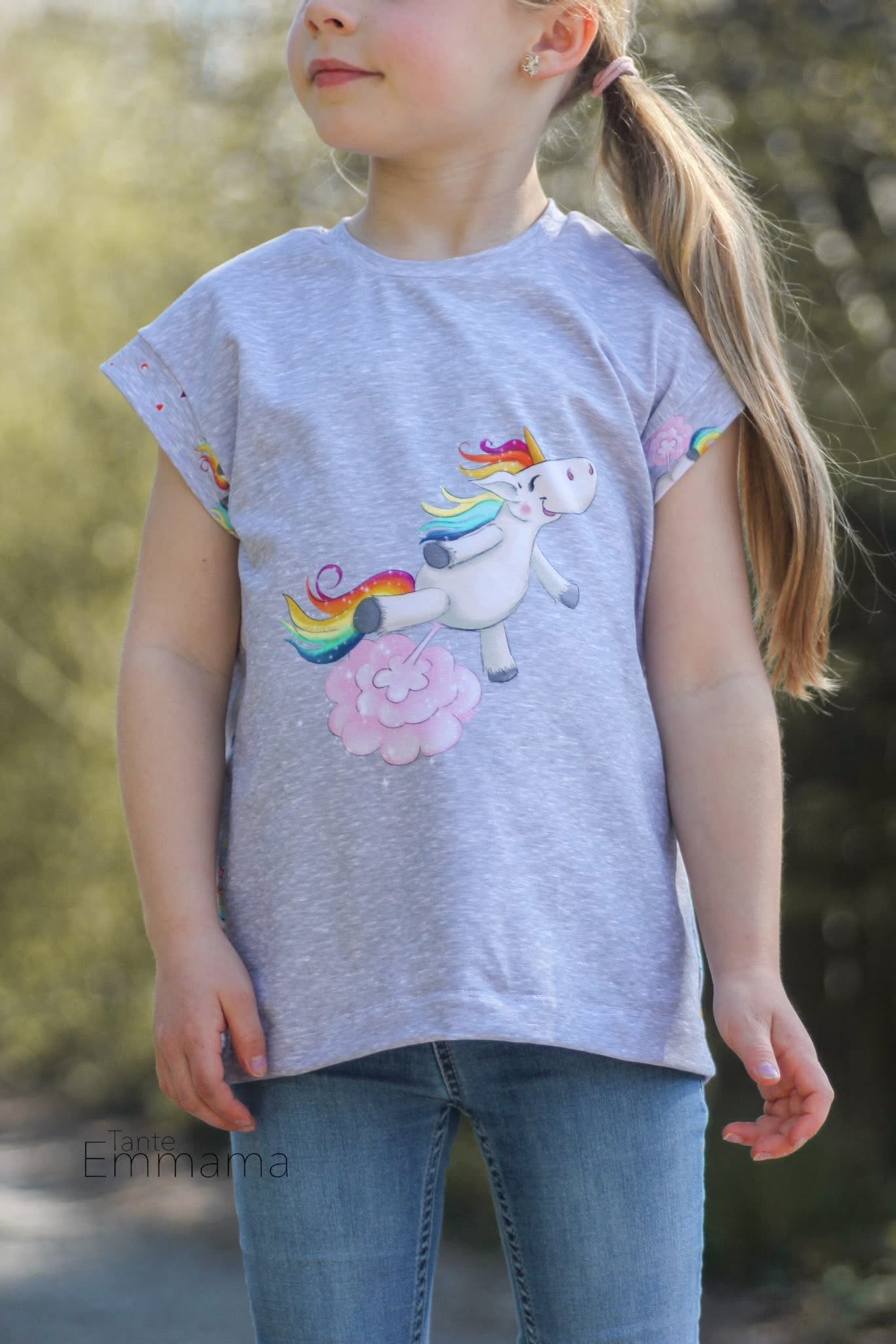 Bio-Jersey Glitzereinhorn graumeliert