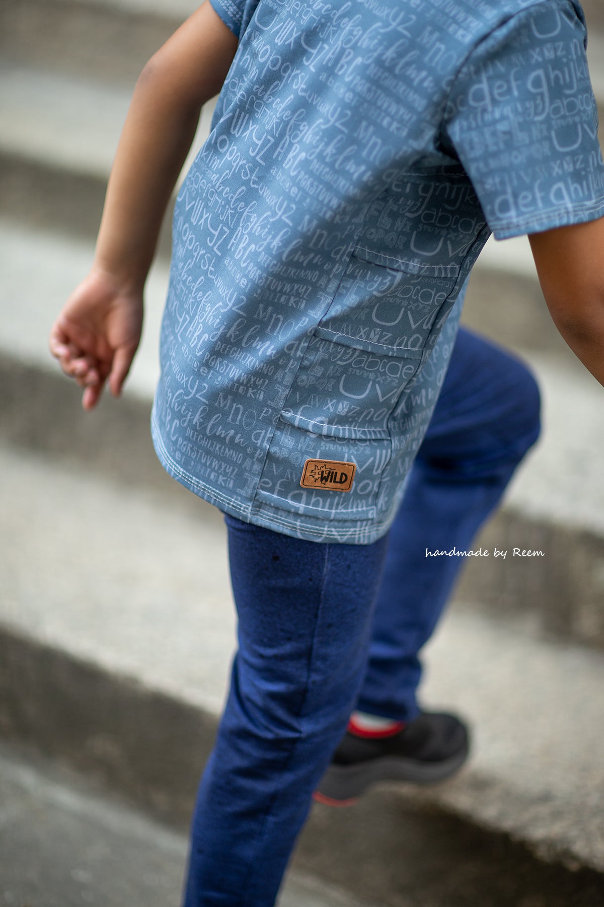 0,5m Bio-Jersey Leseratte ABC-Kombi nebelgrau