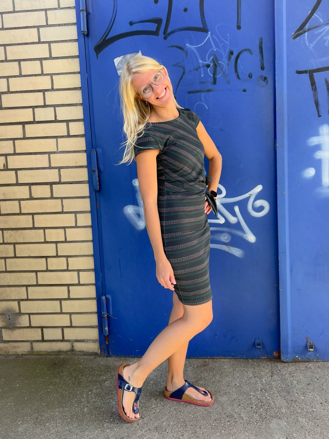 0,5m Bio-Jersey Charlie "Big Hug" Stripes dunkelgrau