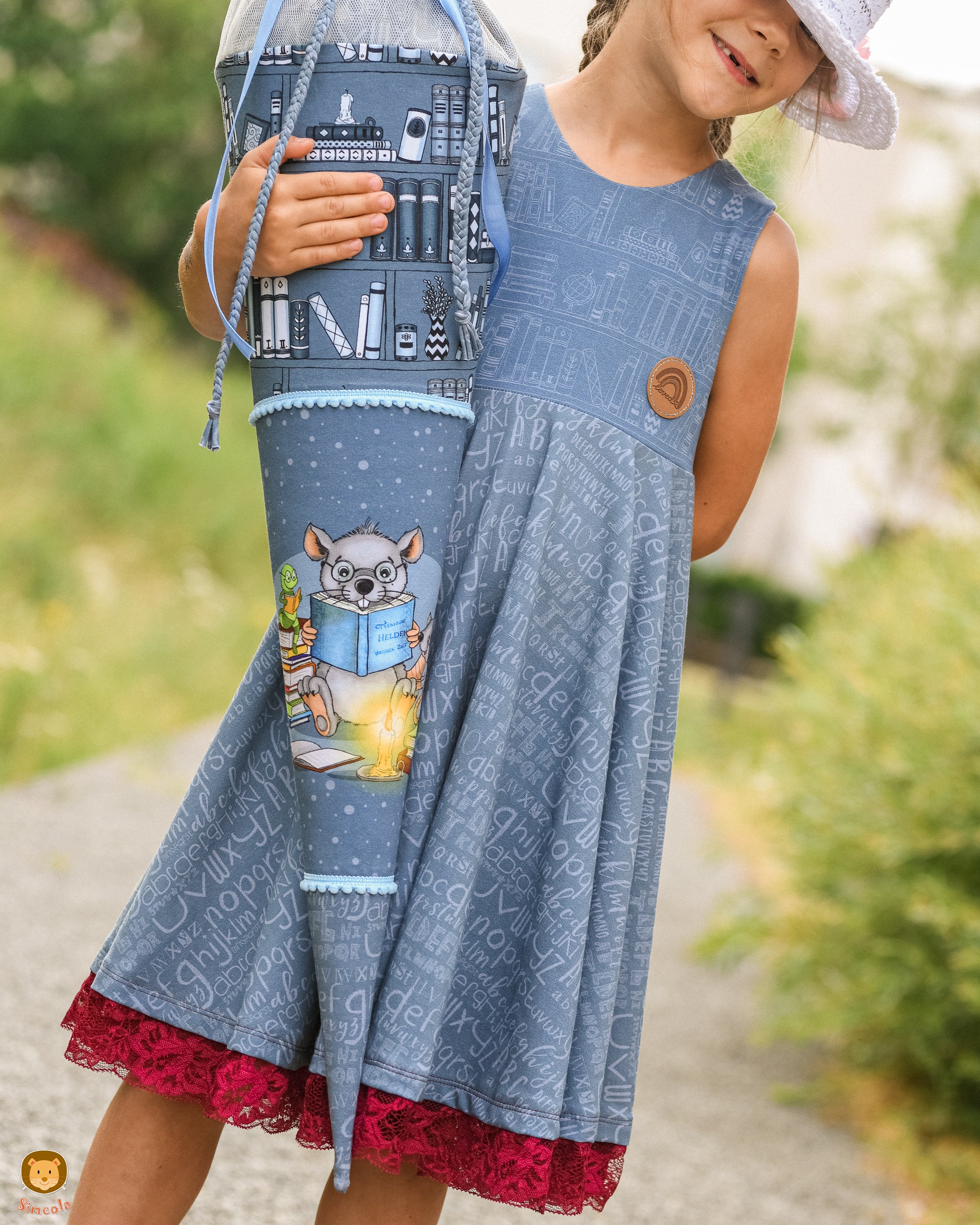 0,5m Bio-Jersey Leseratte ABC-Kombi nebelgrau