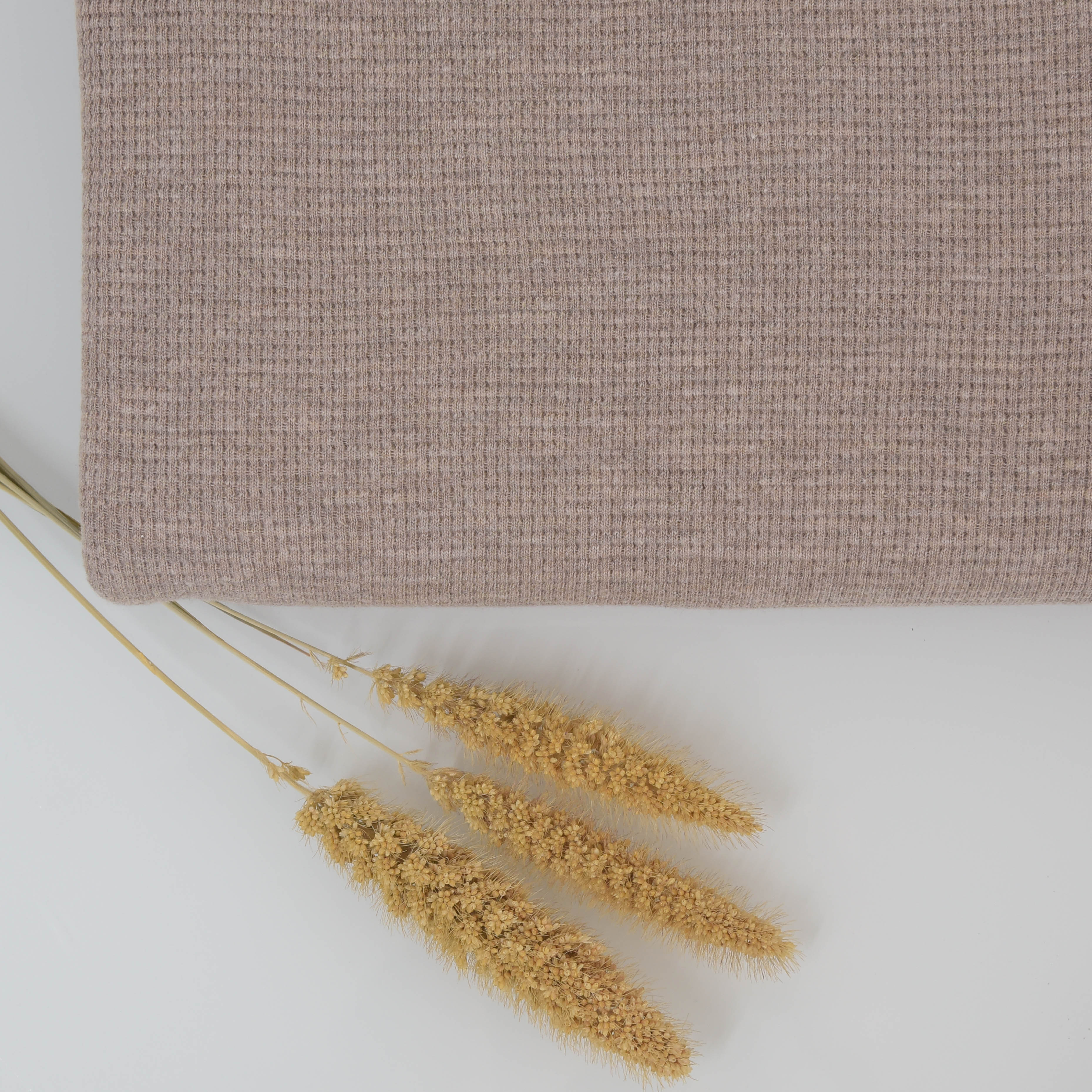 0,5m Ökotex 100 - Waffel-Jersey beige melange