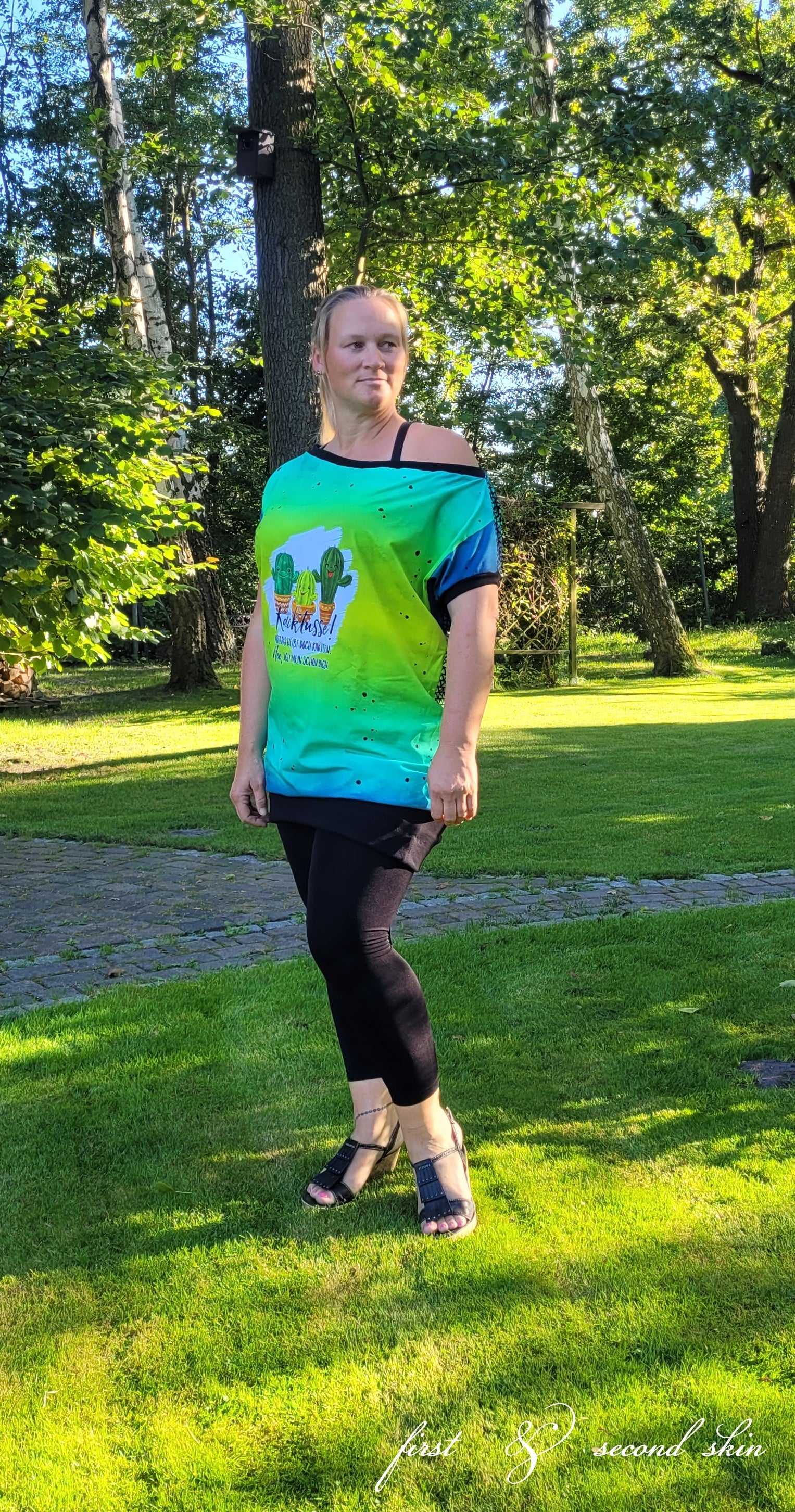 Bio-Jersey Kakteen "Kacktusse" grünblau