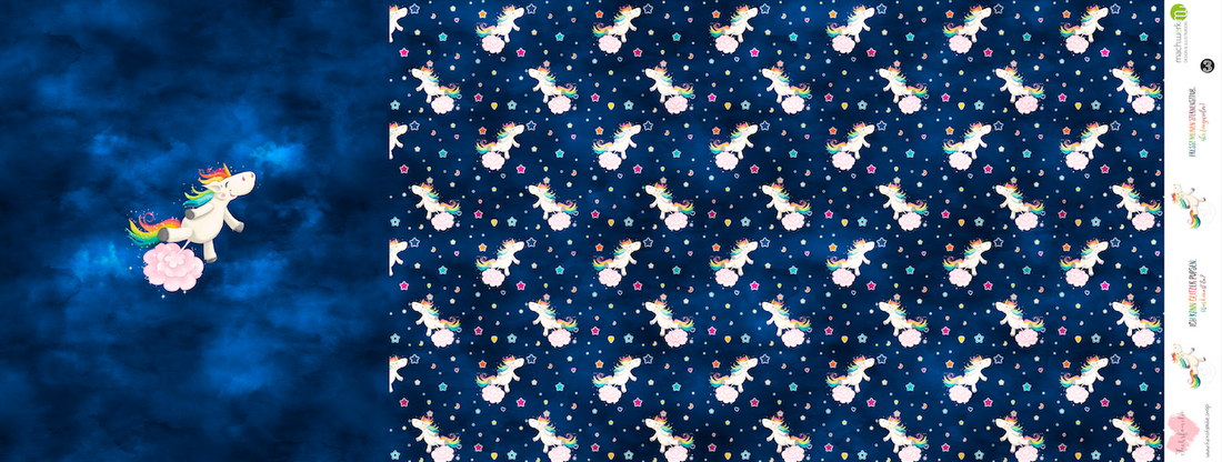 Bio-Jersey Glitzereinhorn denimblau 