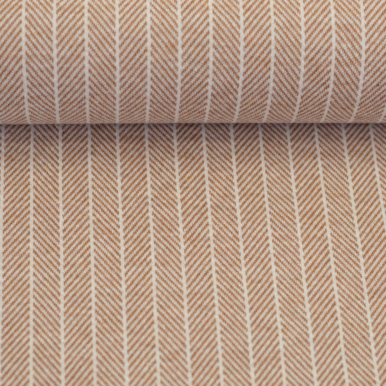 0,5m Jacquard-Jersey Streifen meliert ecru/hellbraun