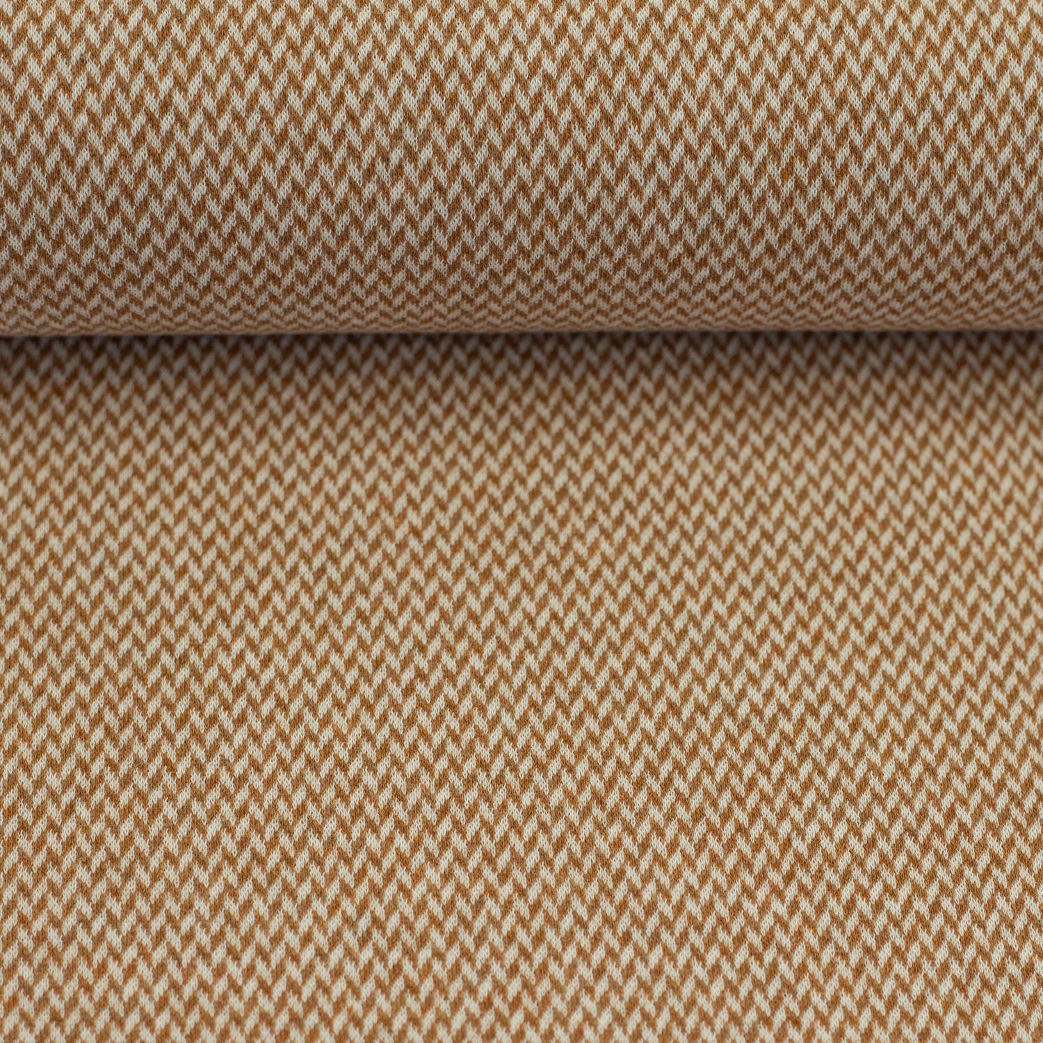 0,5m Jacquard-Jersey Chevron meliert ecru/hellbraun