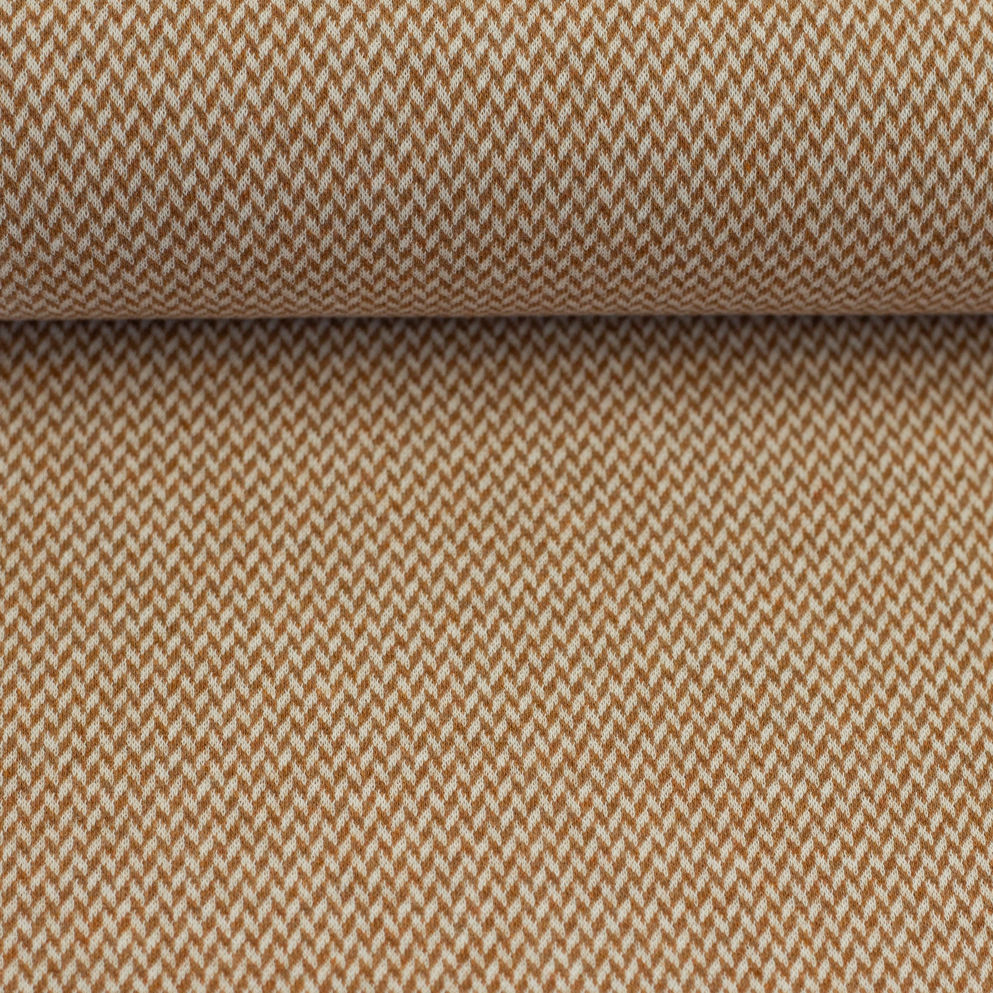 0,5m Jacquard-Jersey Chevron meliert ecru/hellbraun