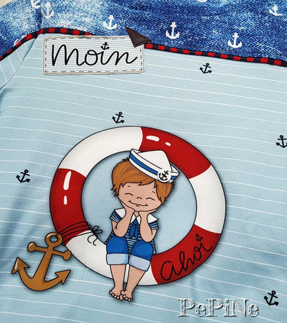Bio-Jersey Ahoi Matrose hellblau – Rapport ca. 55cm (+/- 5cm)