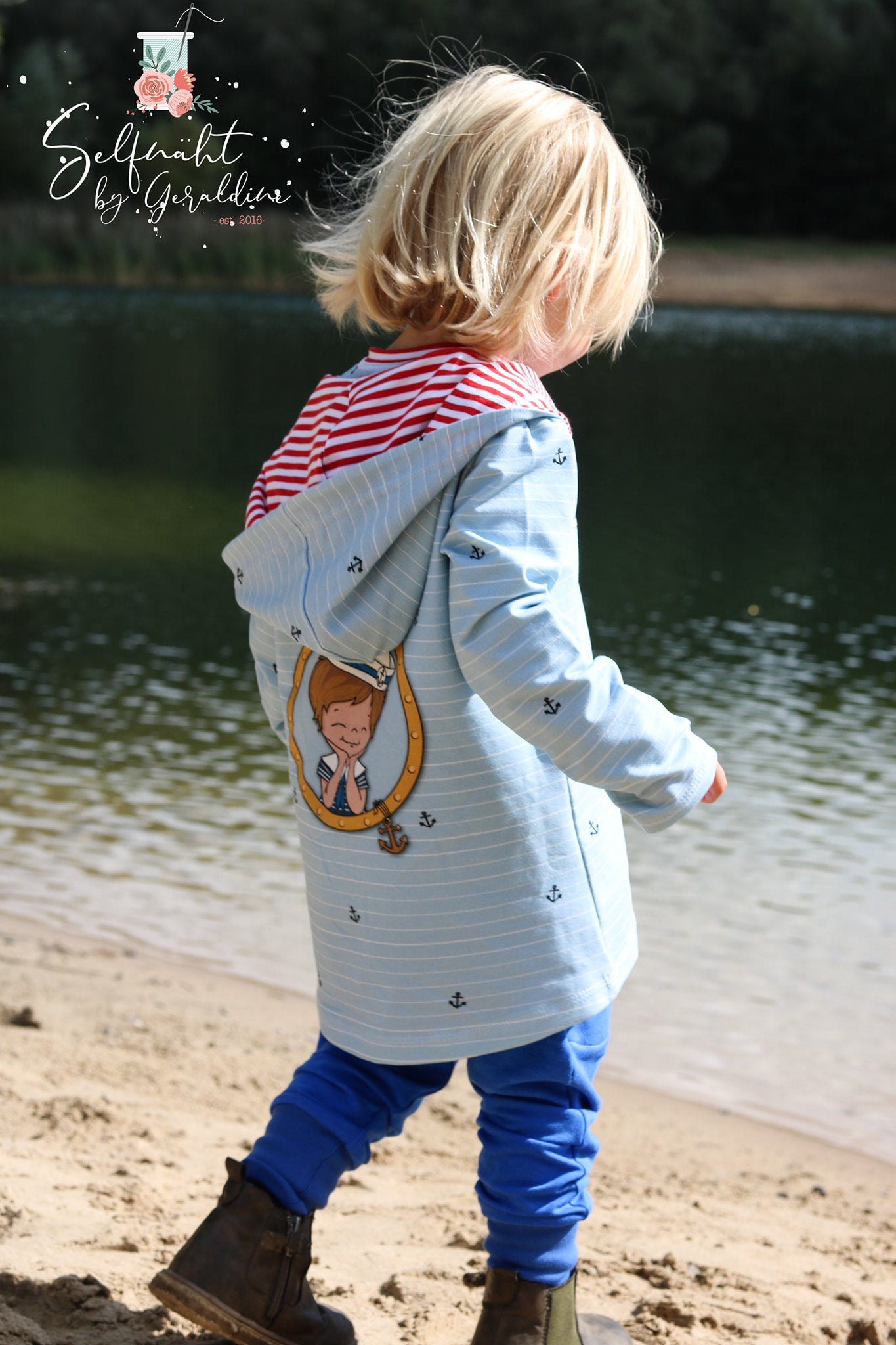 Bio-Jersey Ahoi Matrose hellblau – Rapport ca. 55cm (+/- 5cm)