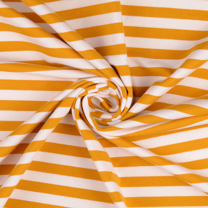 0,5m Sommersweat Stripes &quot;Mandy&quot; senf weiß