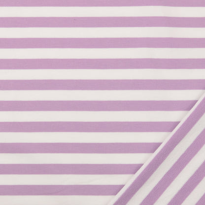 0,5m Sommersweat Stripes &quot;Mandy&quot; lila weiß
