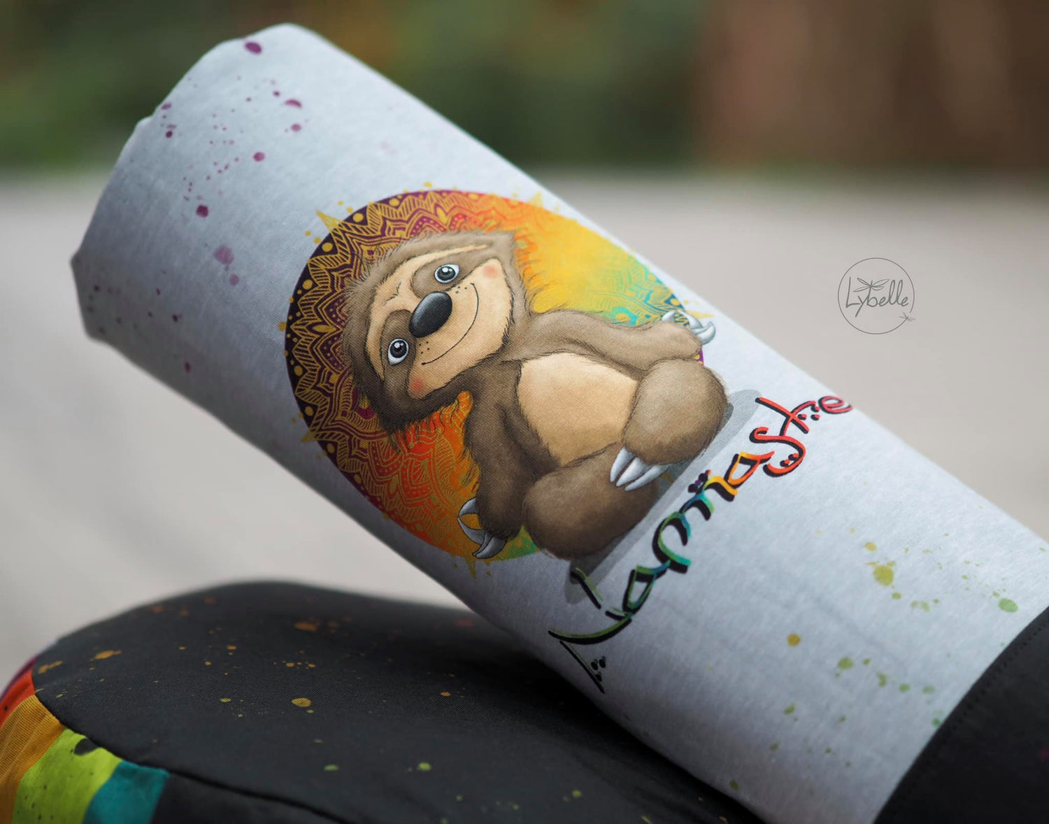 Bio-Sommersweat Faultier Namaste hellgrau meliert 