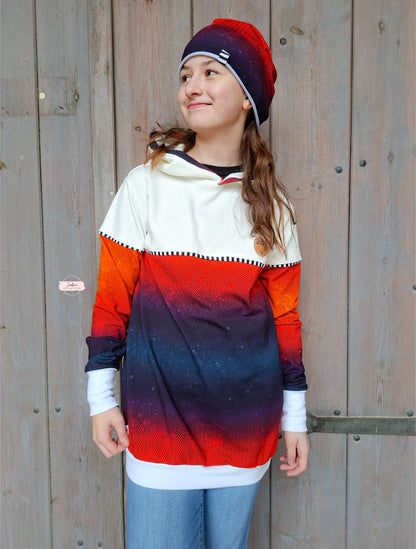 0,5m Bio-Sommersweat Fischgrät Dirty Herringbone gradient sunset 03