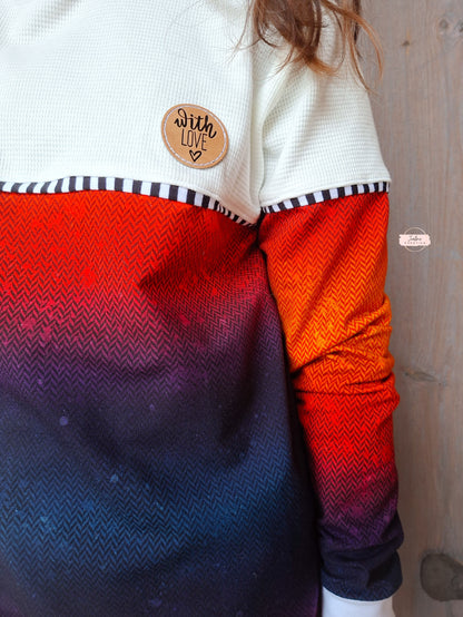 0,5m Bio-Sommersweat Fischgrät Dirty Herringbone gradient sunset 03