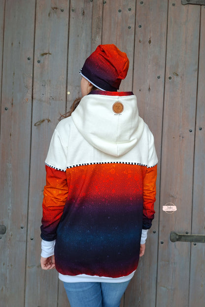 0,5m Bio-Sommersweat Fischgrät Dirty Herringbone gradient sunset 03