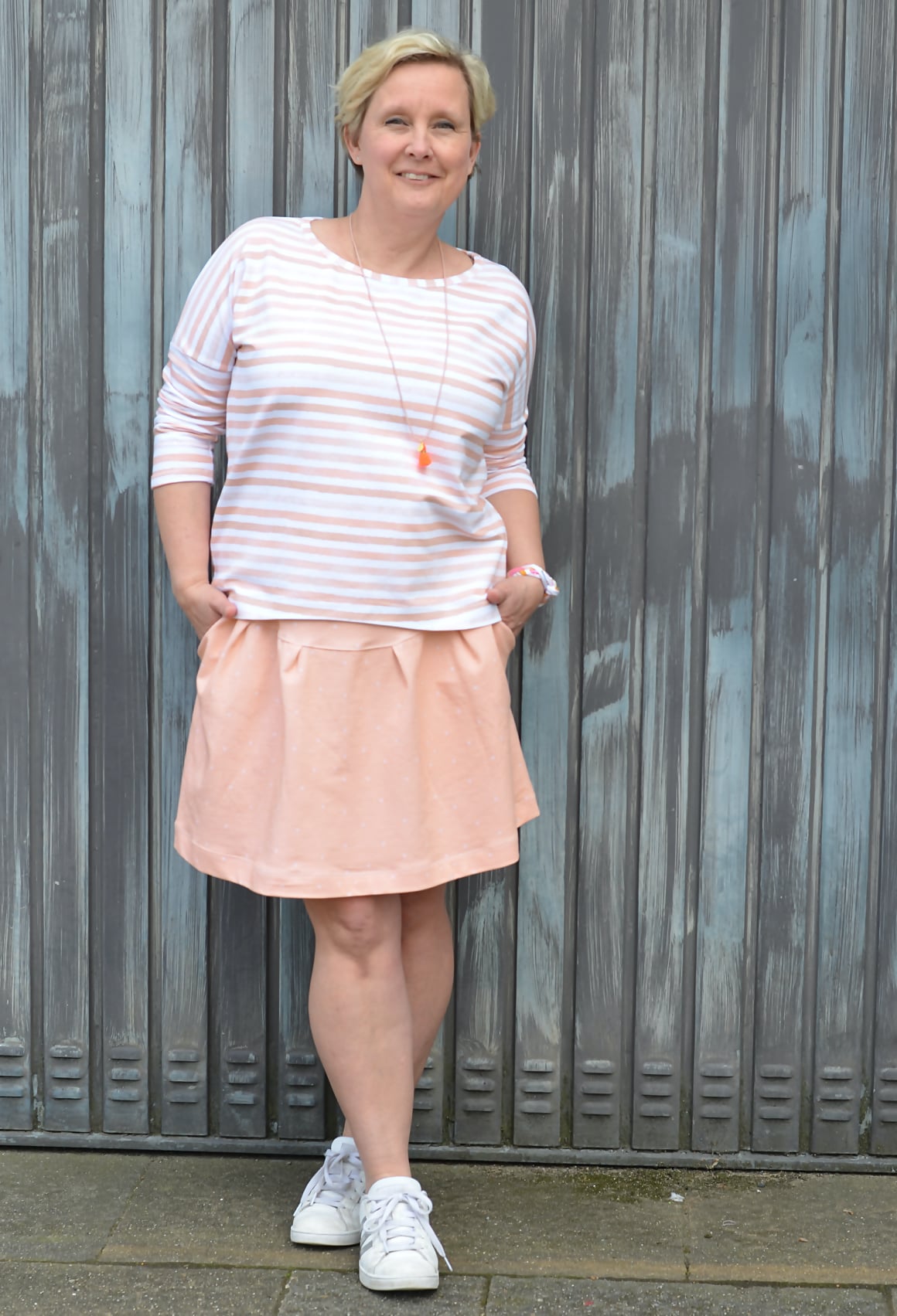 0,5m Bio-Sommersweat Little Fox Punkte peach