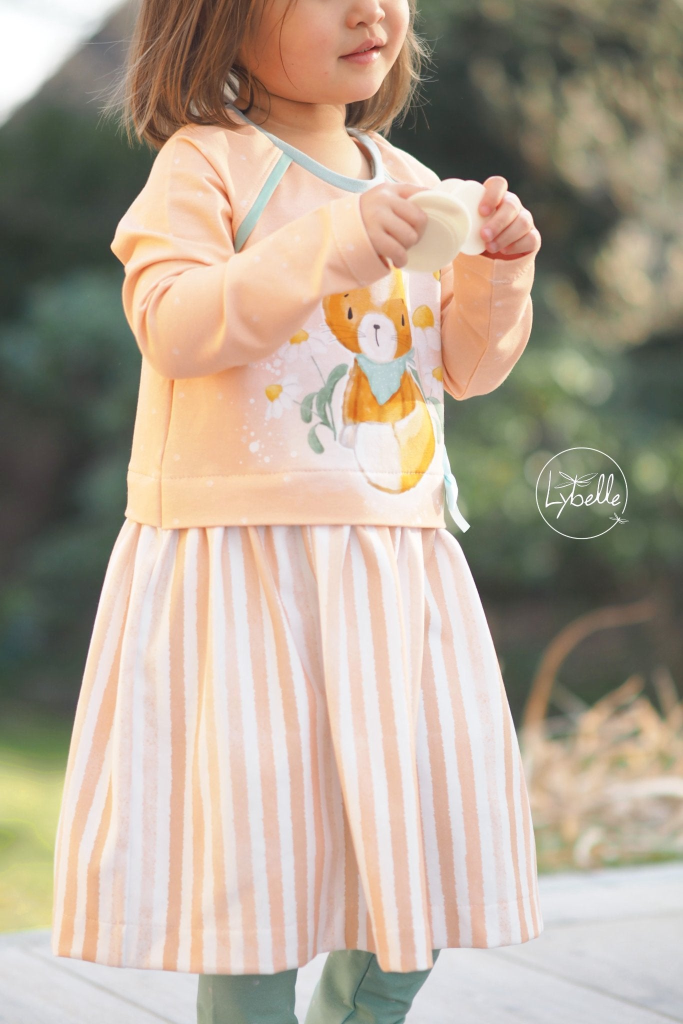 0,5m Bio-Sommersweat Little Fox Aquarellstreifen peach