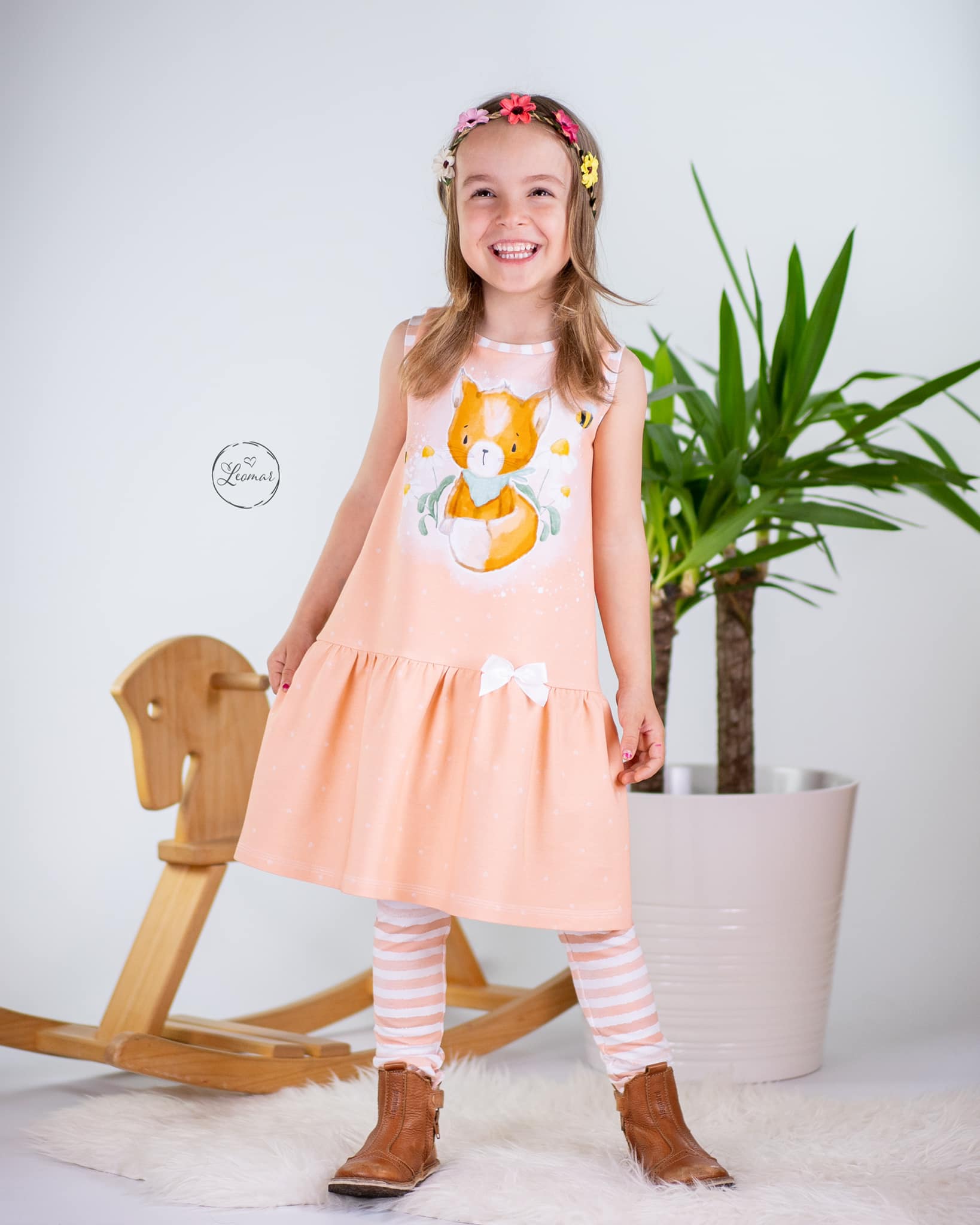 0,5m Bio-Sommersweat Little Fox Punkte peach