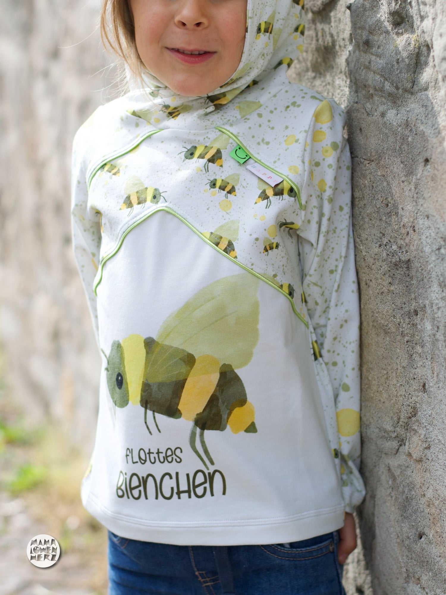 Bio-Jersey Flottes Bienchen cream – Rapport ca. 60cm (+/- 5cm)