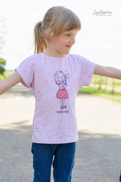 Bio-Jersey Together Forever rosa - Rapport ca. 65-70cm lang